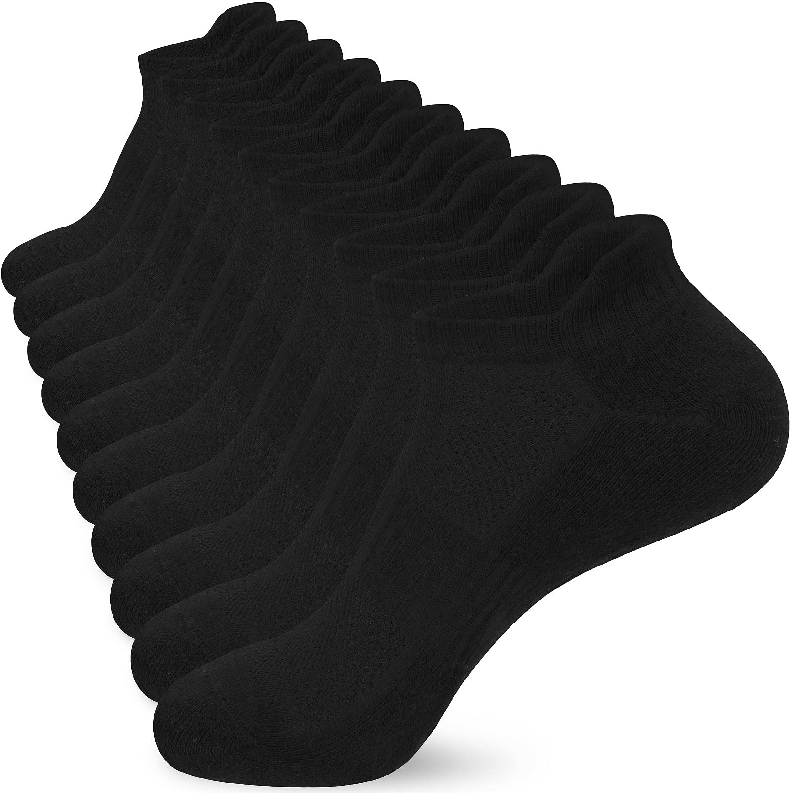 5 Pairs Men's Black & White Running Socks - Anti Blister, Thick & Warm Cotton Athletic Socks for Walking, Sports & Work - Size 9-12 UK, Cushioned & Non-Slip Support - Perfect for Gym, Jogging & Daily Wear