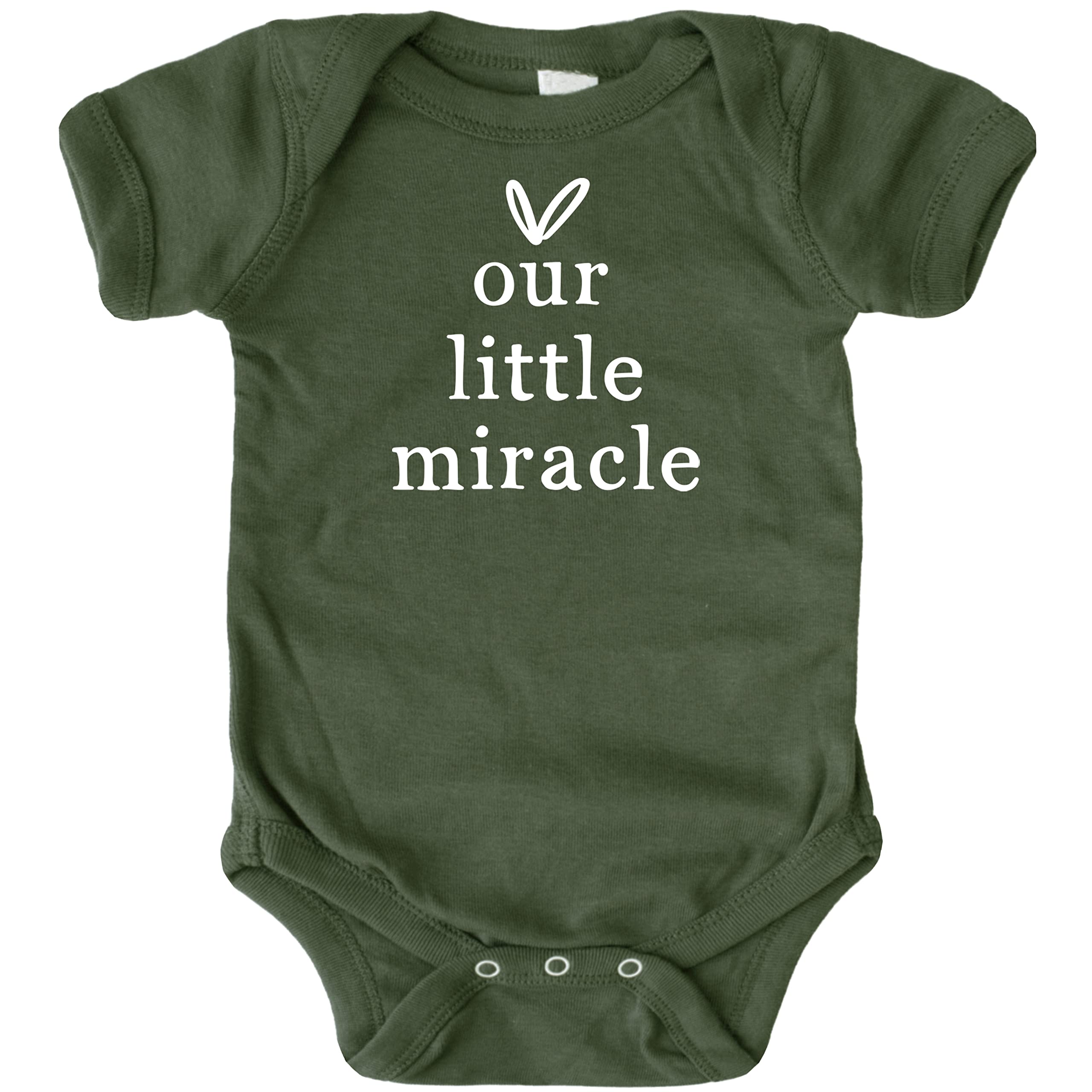 Our Little Miracle Infant Take Home & Pregnancy Reveal Bodysuit - Olive Loves Apple Baby Outfit for Newborn Announcement & Photo Shoots