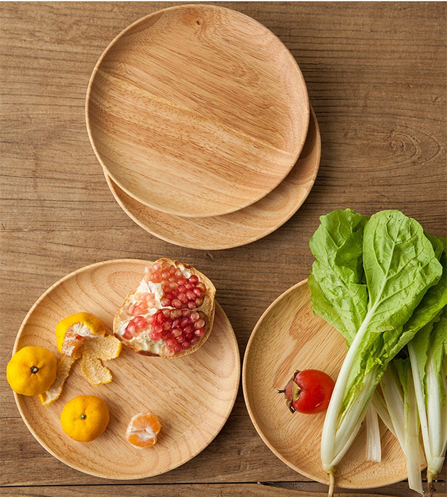 Premium Natural Oak Wood Round Plates Set of 2 - Handcrafted Wooden Serving Trays for Charcuterie, Cheese, Desserts - Perfect for Dinner Parties, Weddings & Home Decor