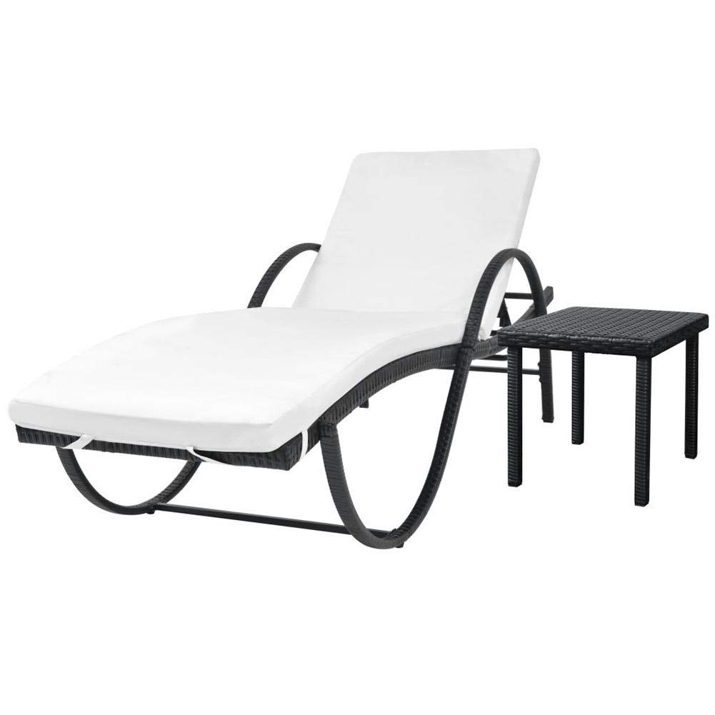 Adjustable UV-Proof Lounge Chair with Side Table - Outdoor Sunbed Chaise Lounge Set with Cushion for Garden, Patio, Yard & Beach - Perfect for Relaxing, Sunbathing, and Conversation Areas for Adults, Kids & Seniors