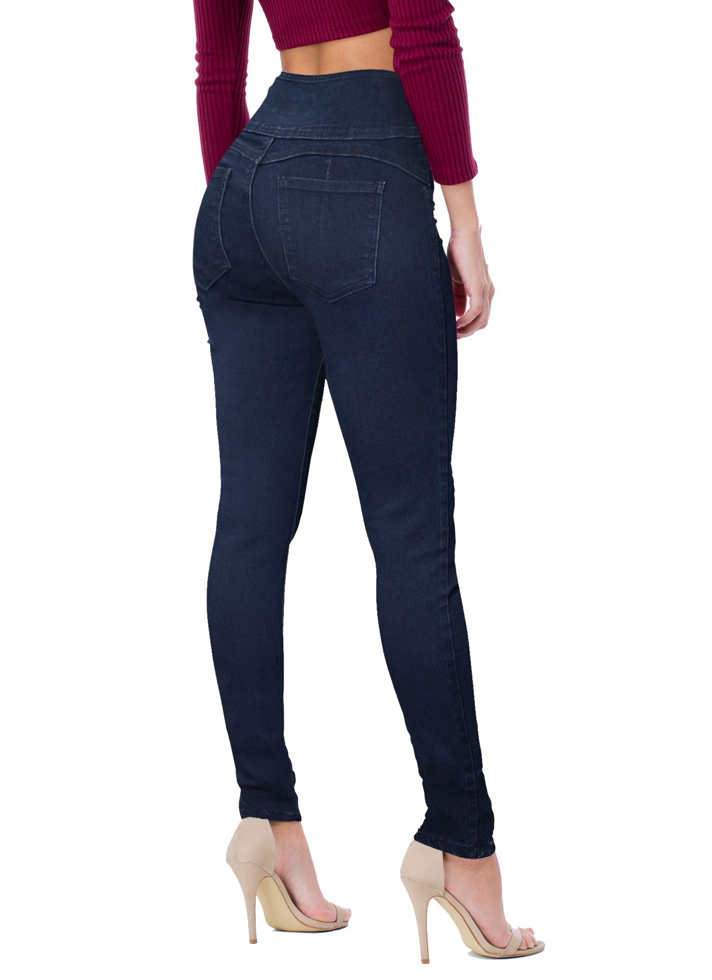 Hybrid & Company Women's High Waist Stretch Skinny Jeans - Distressed Denim Pants for Casual Wear & Night Out