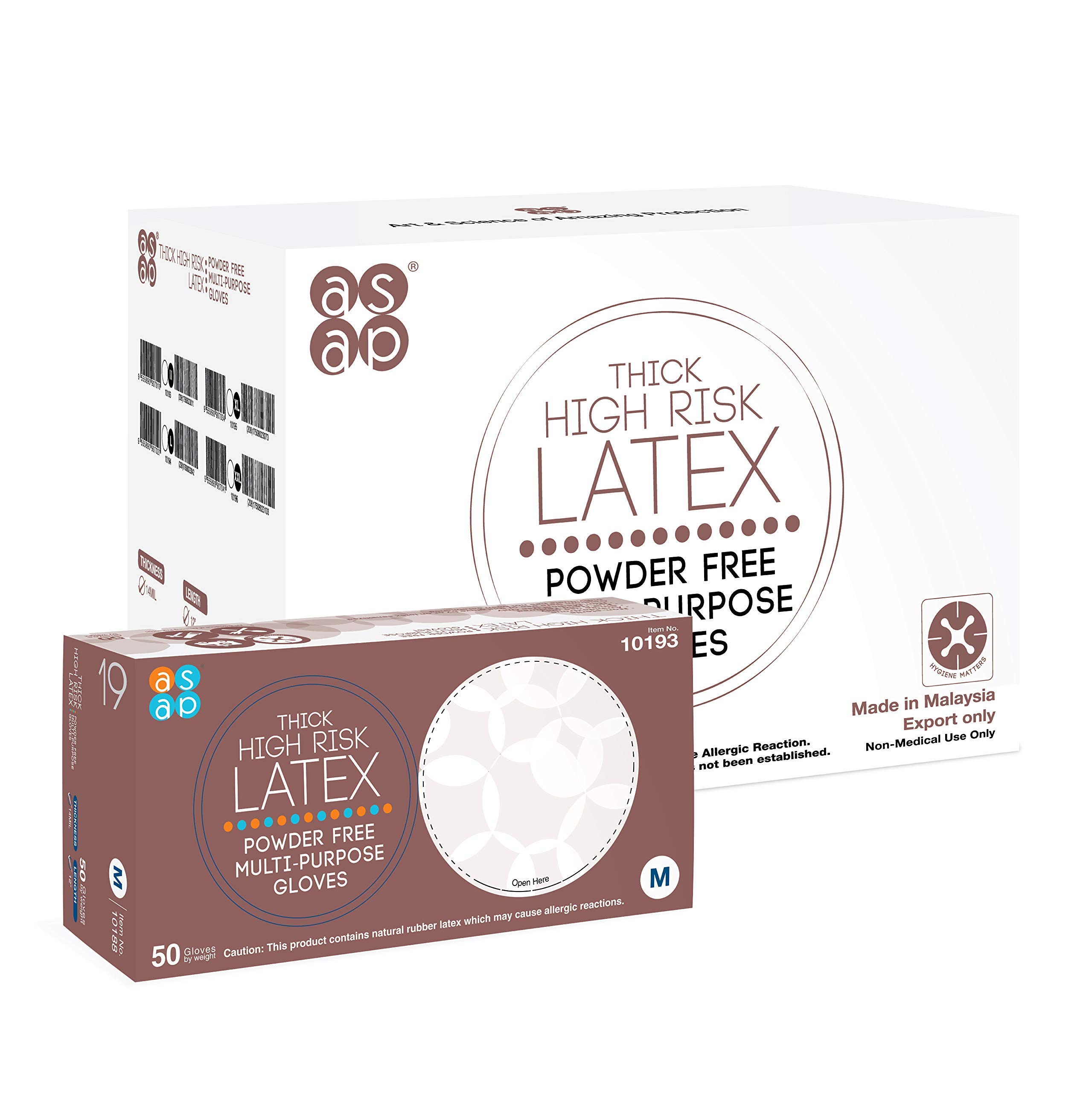 ASAP Thick Powder-Free Latex Gloves - 12