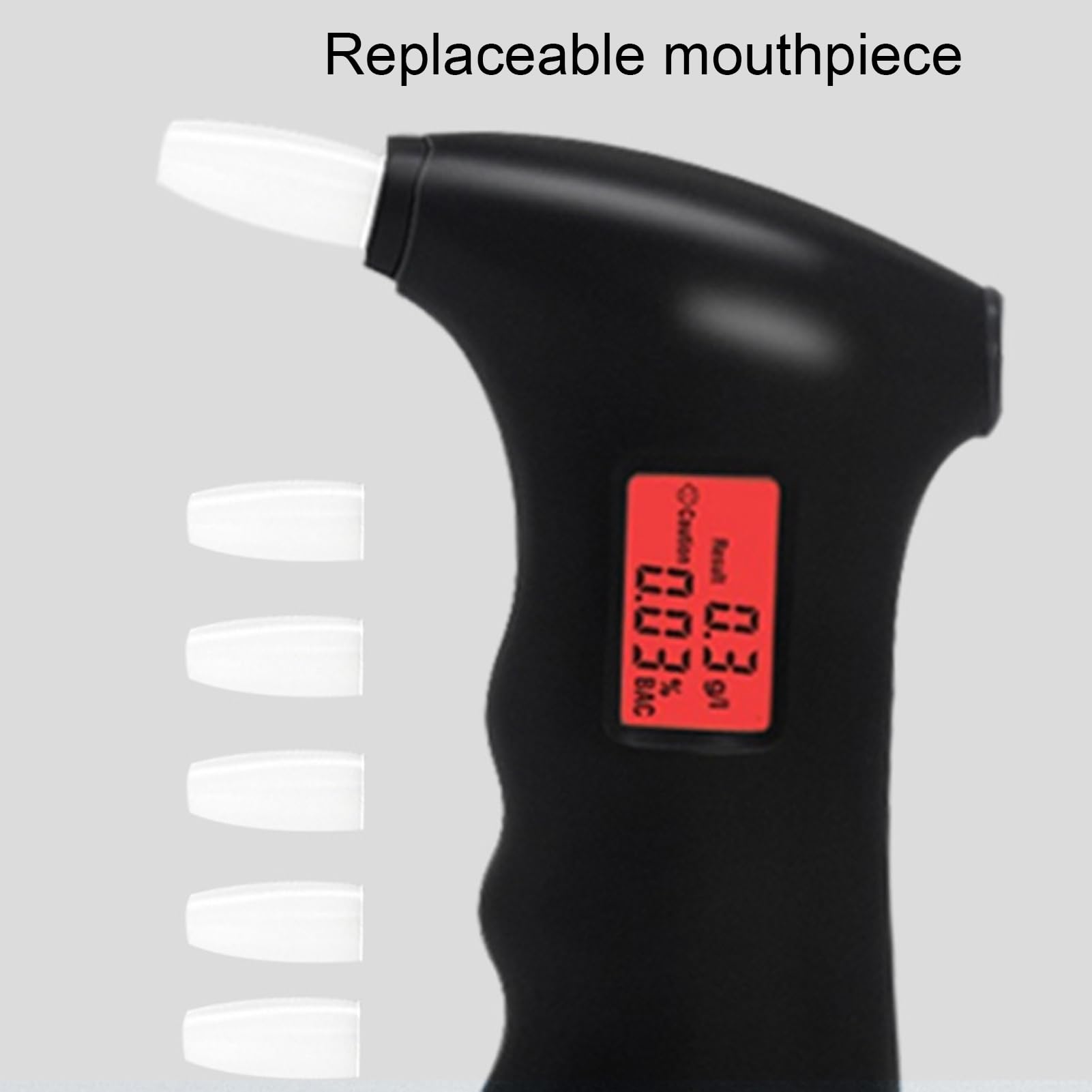 Professional Breathalyzer with LCD Display - High Accuracy Alcohol Tester for Home & Personal Use, Includes 5 Disposable Mouthpieces (Black) | Perfect for Parties, Road Safety Checks & Workplace Testing