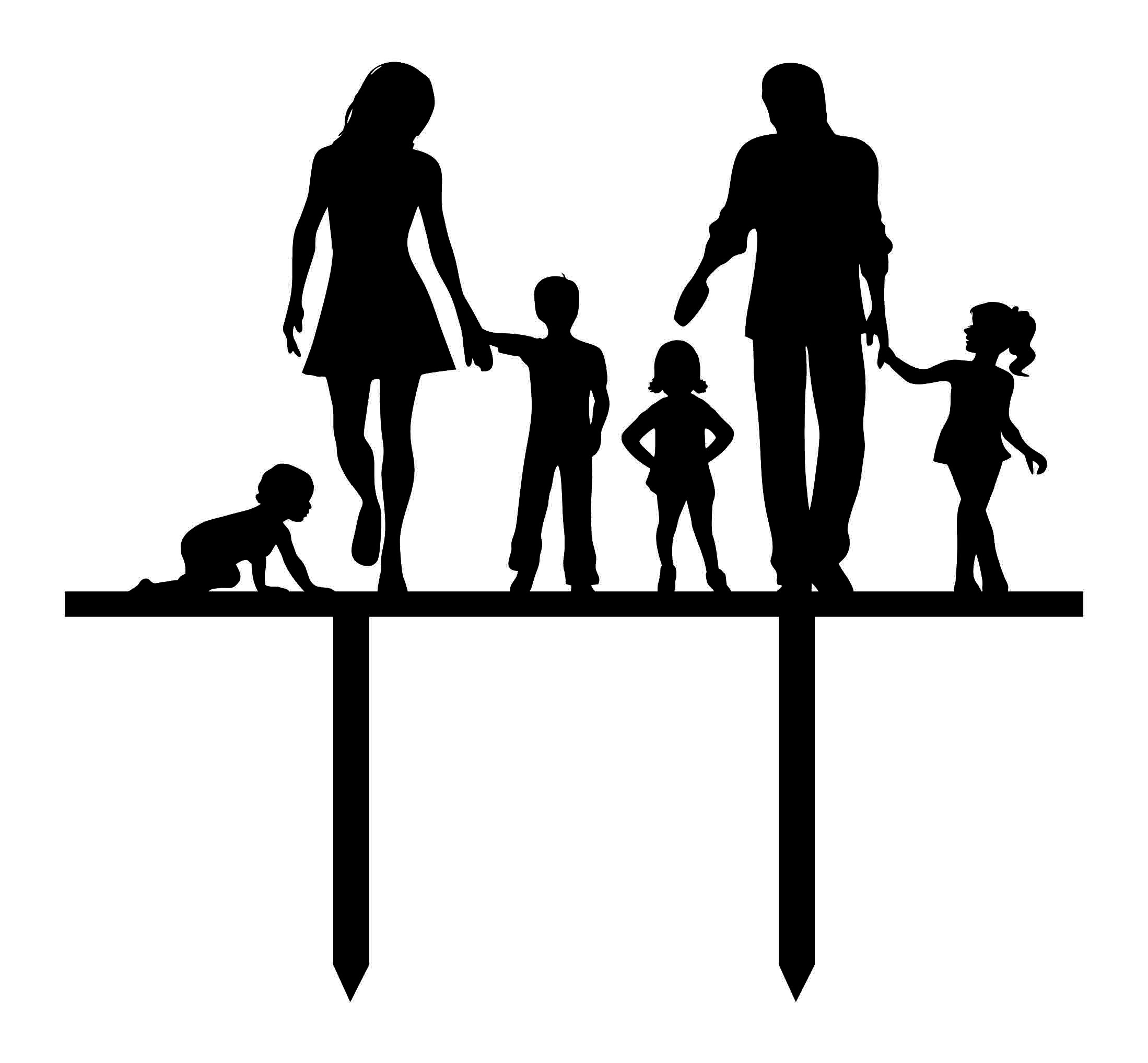 Custom Silhouette Wedding Cake Topper - Personalized Family Cake Decorations (6