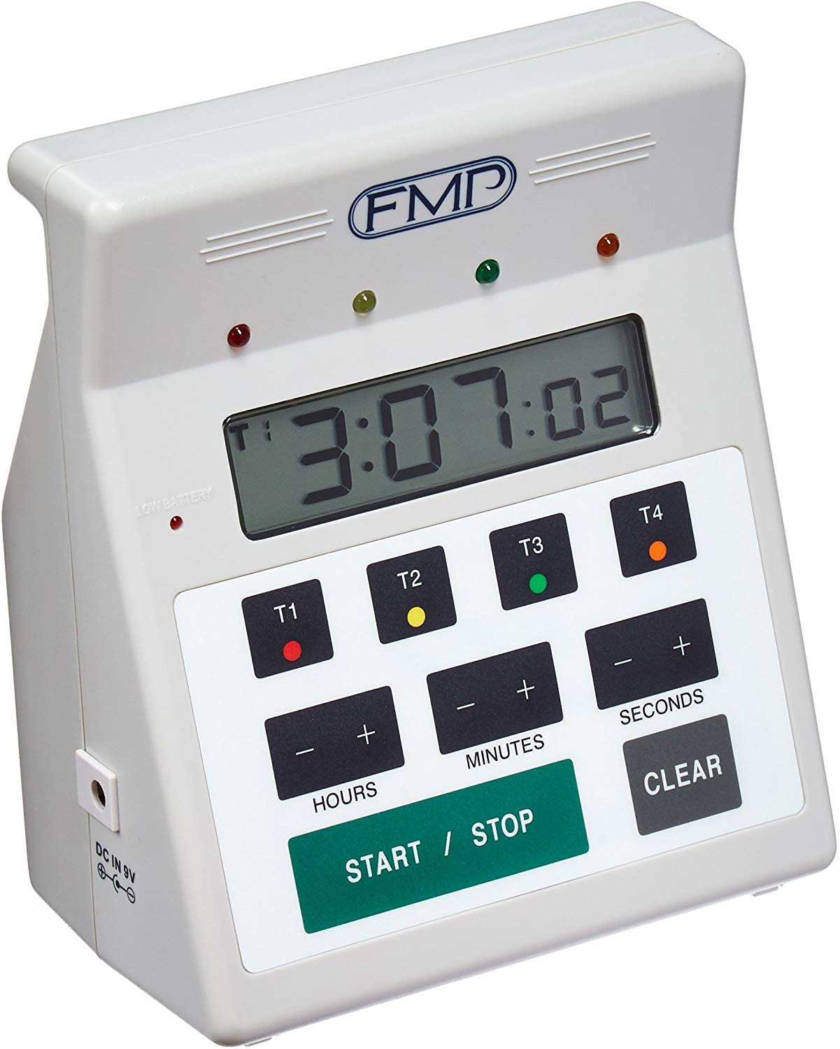 FMP Digital 4 Channel Commercial Kitchen Countdown Timer - Waterproof 7-Inch Large Display Timer with Loud Alarm - Perfect for Restaurants, Bakeries & Cooking - White (Commercial Grade)