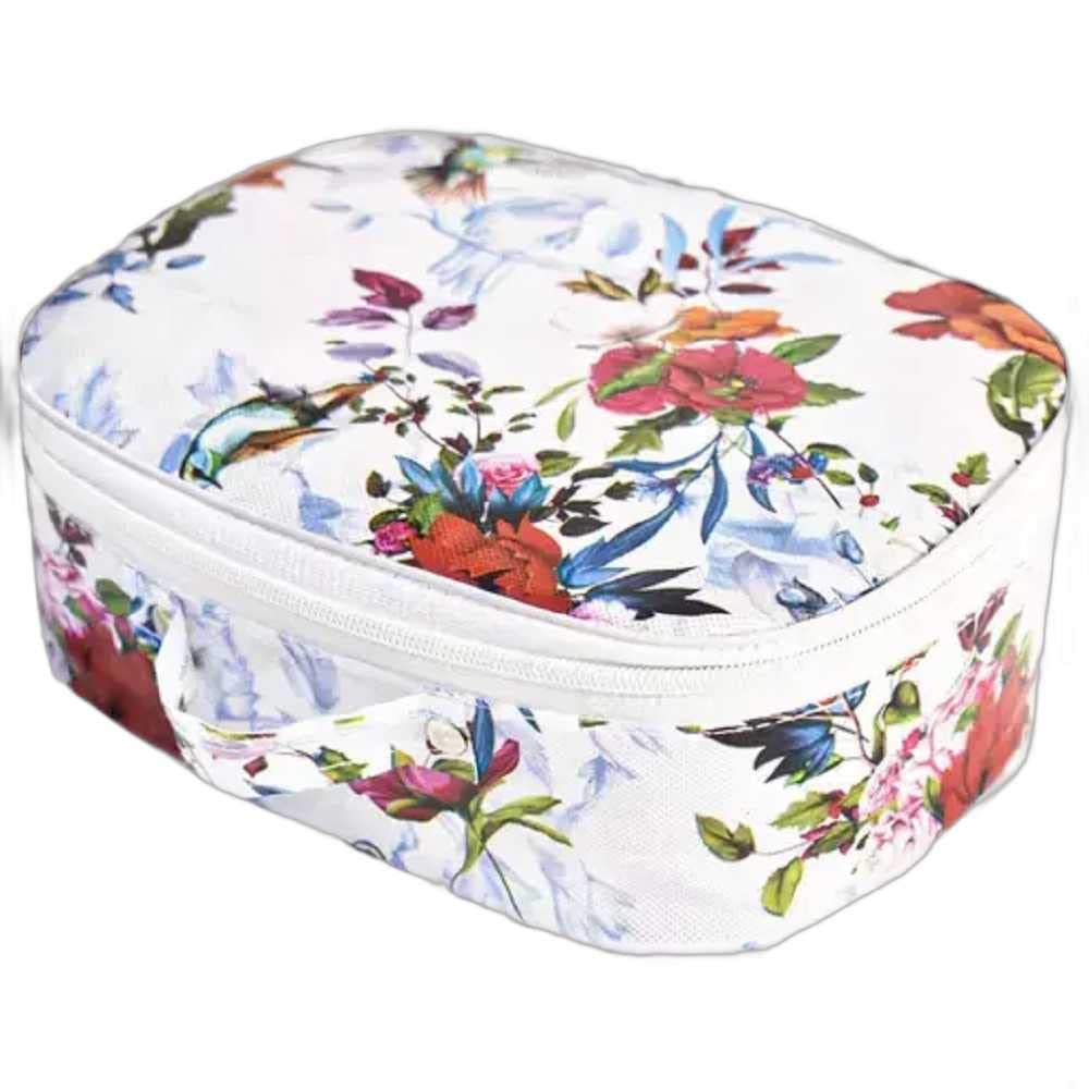 2-Piece Vanity Box Set - Makeup & Jewelry Organizer for Travel (White, Red)
