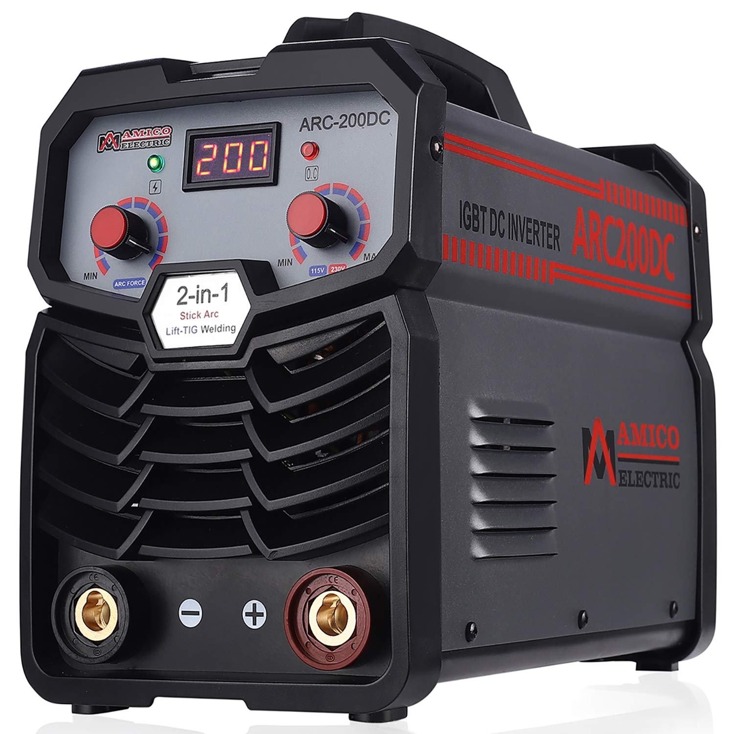 Amico ARC-200 200A Stick TIG Arc DC Inverter Welder - 80% Duty Cycle, 100-250V Wide Voltage Welding Machine for Home DIY, Metal Fabrication & Automotive Repair
