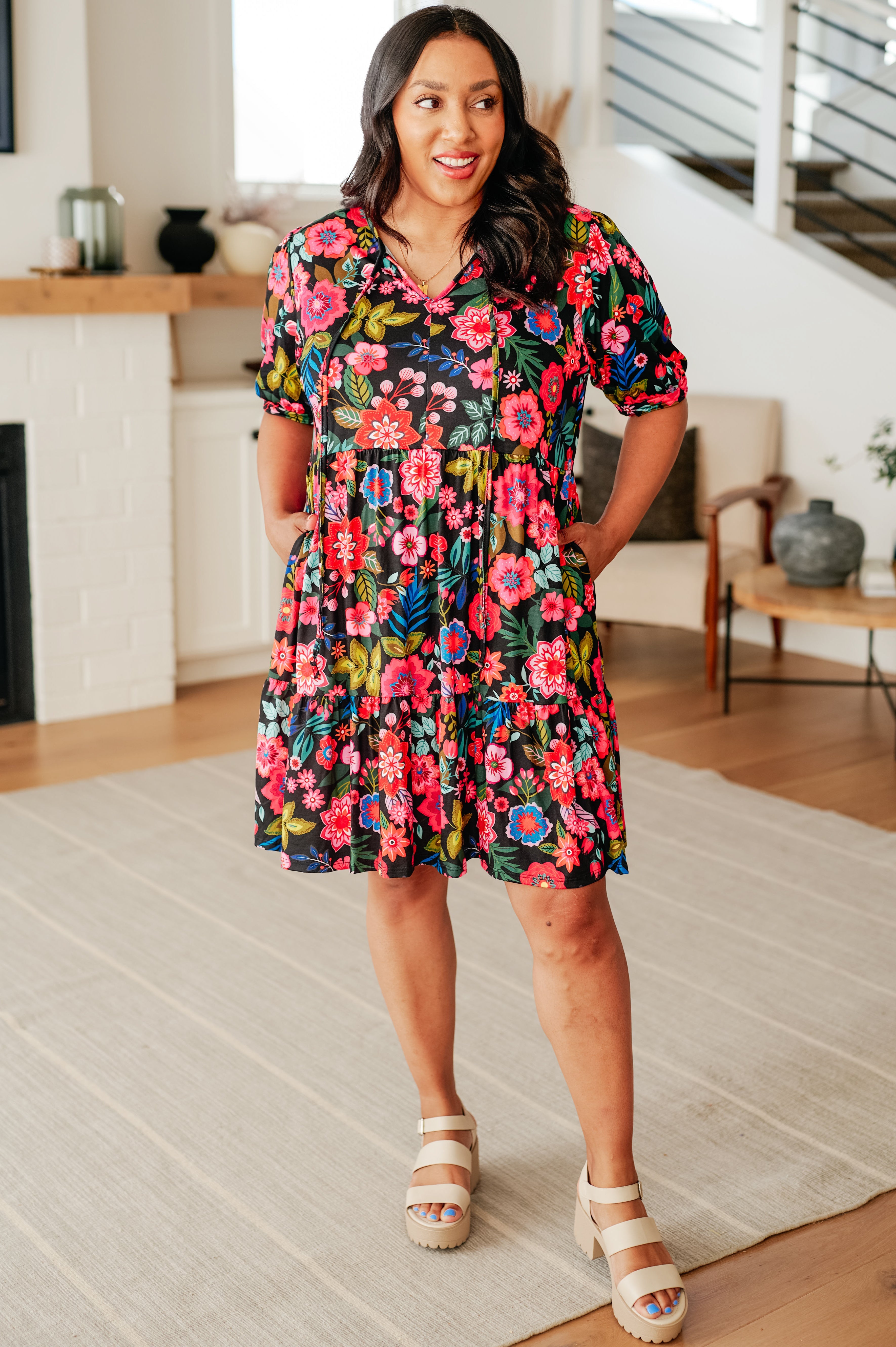 Floral Print Dress for Women - Elegant Summer Dress with V-Neck & Flowy Skirt | Perfect for Weddings, Parties & Casual Outings