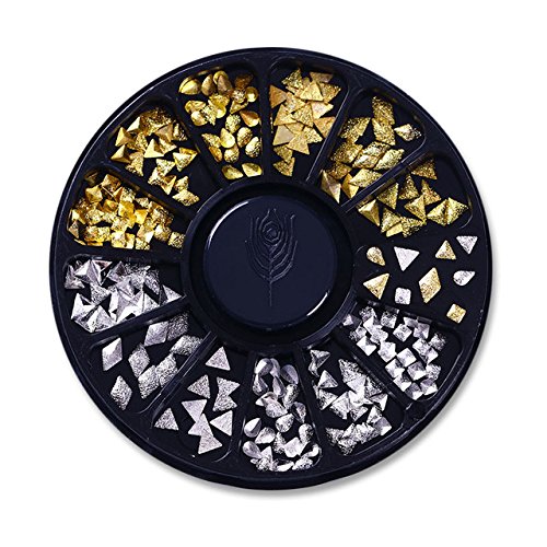 3D Nail Rhinestones - 21 Colors Sharp Flat Bottom Studs for Manicure & Nail Art | Shinning Wheel Decorations for Salon, DIY & Party Nails