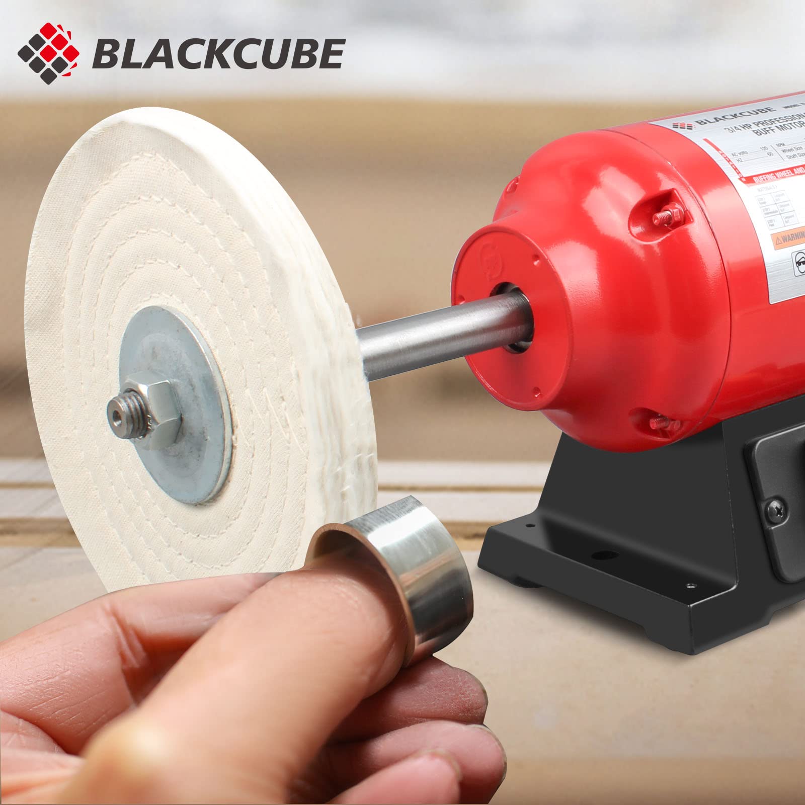 BLACKCUBE 8 Inch Bench Buffer Polisher Motor with Dual Buffering Wheels - Benchtop Polishing Machine for Jewelry, Metal, Wood & Plastic - Perfect for Knife Sharpening & DIY Projects (Workshop, Jewelry Making, Metal Finishing)