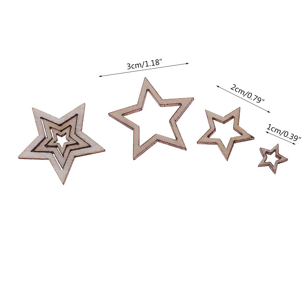 100pcs Natural Wooden Hollow Star Shapes (1-3cm) - DIY Craft Supplies for Wedding, Christmas & Home Decor - Perfect for Scrapbooking, Gift Wrapping & Party Decorations