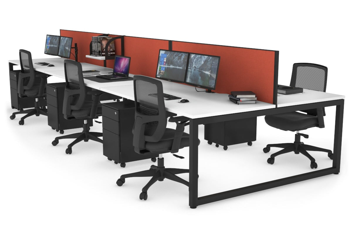 Quadro Loop Legs 6-Person Office Workstation Desk - 1800L x 800W with Cable Management | Modern Collaborative Workspace Solution for Team Projects & Open Office Layouts