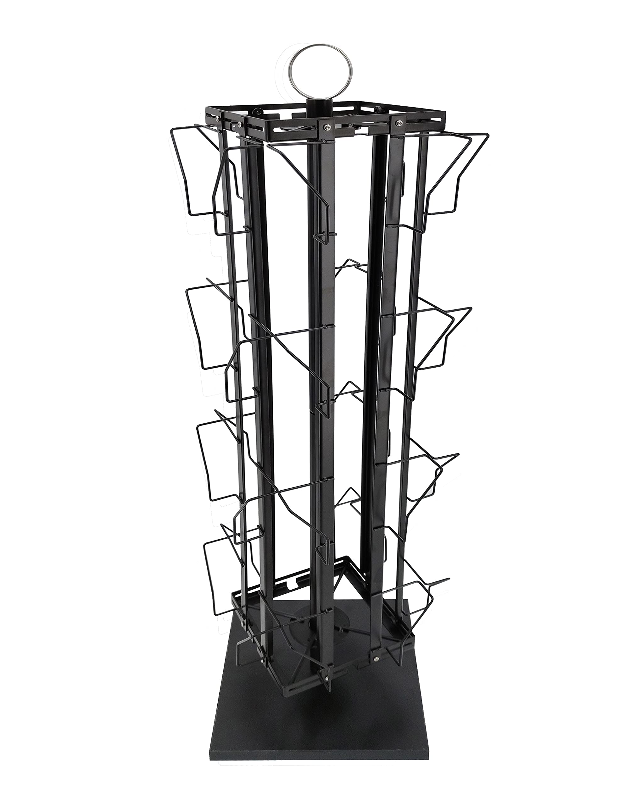 4-Tier Adjustable Greeting Card Rack Display Stand - 16 Pocket Organizer for Postcards, CDs, DVDs, Books & Brochures - Rotating Spin Design (7x5, 6x4, 4x5, 5x7 Sizes) - Pocket Size 4.6-10