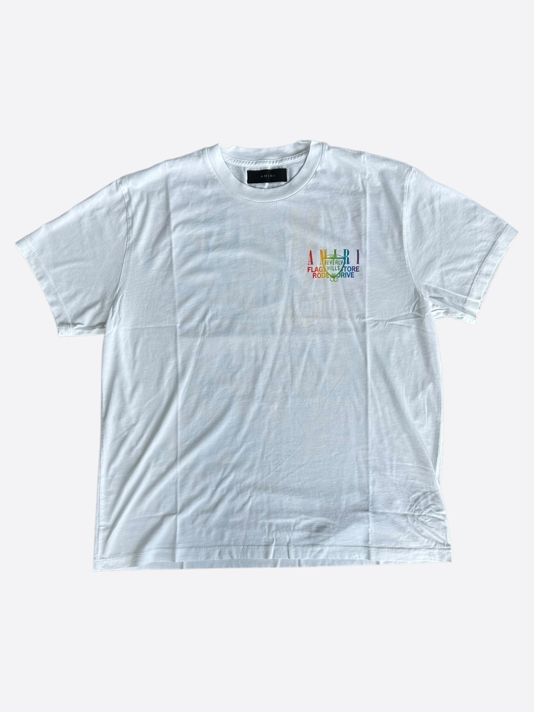 Amiri White Rainbow Beverly Hills T-Shirt for Men | Stylish Graphic Tee for Casual Wear & Street Fashion