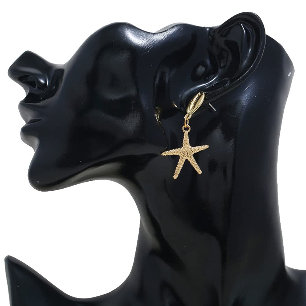 Starfish Dangle Earrings for Women & Men - Boho Beach Jewelry with Shell & Sea Star Drop Design - Perfect for Summer Vacations, Beach Parties & Boho Fashion Accessories