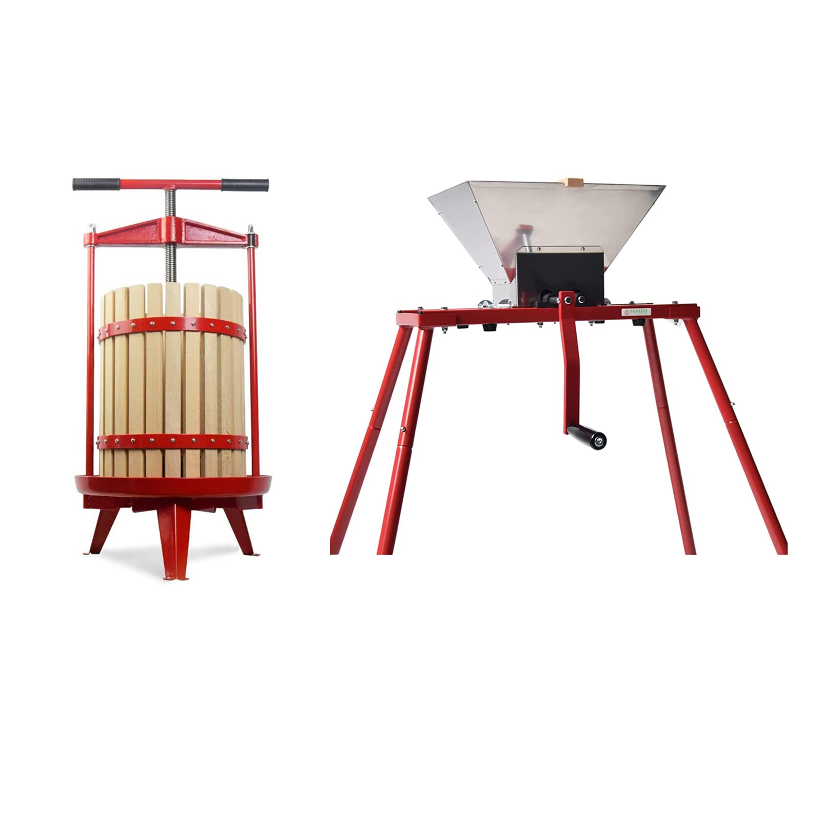 Premium Solid Wood Fruit Wine Press - 3.17 Gallon (12L) Apple Cider Crusher with T-Handle & Stand - Manual Juice Extractor for Grapes, Berries, Apples - Perfect for Home Brewing, Winemaking & DIY Cider Making