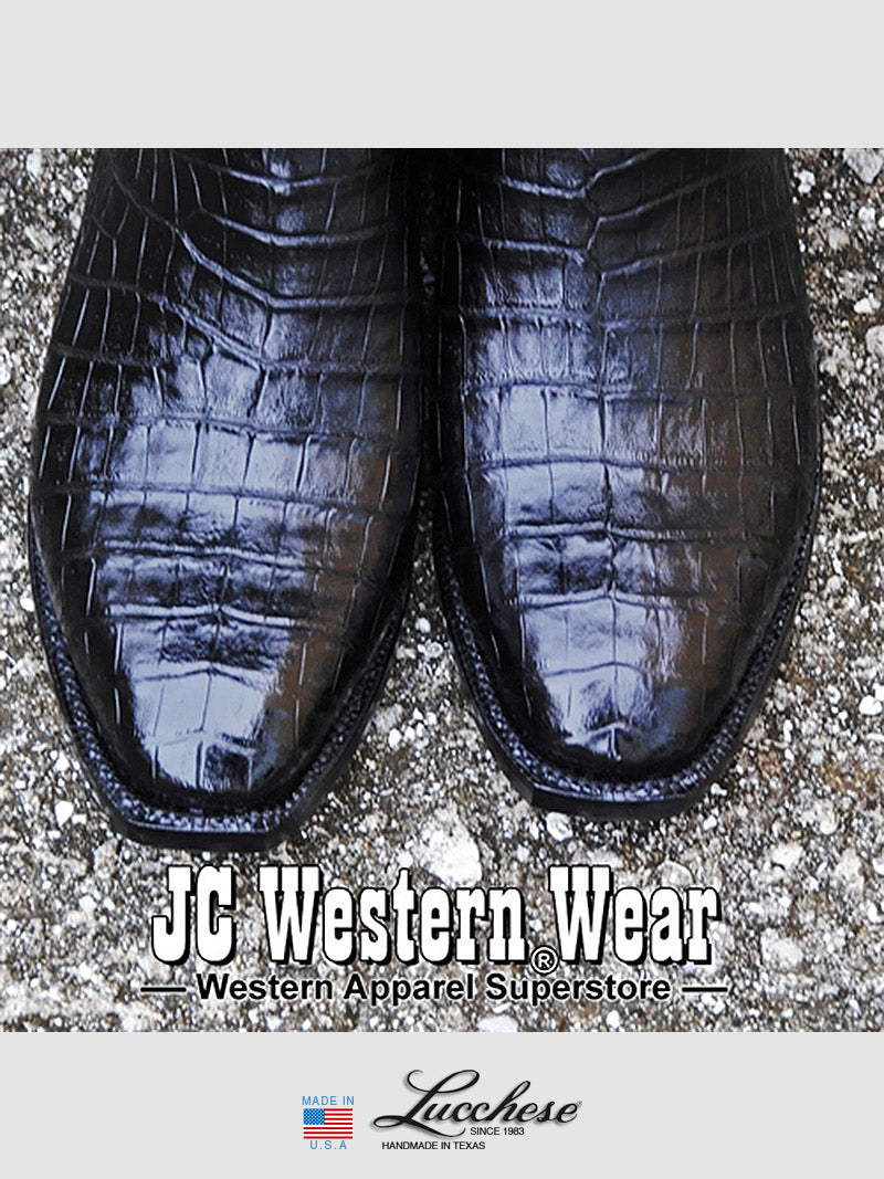 Lucchese GC9613.13 Men's Classic Ultra Caiman Belly Skin Cowboy Boots - Black Western Boots for Men | Perfect for Rodeo, Country Dancing & Western Fashion