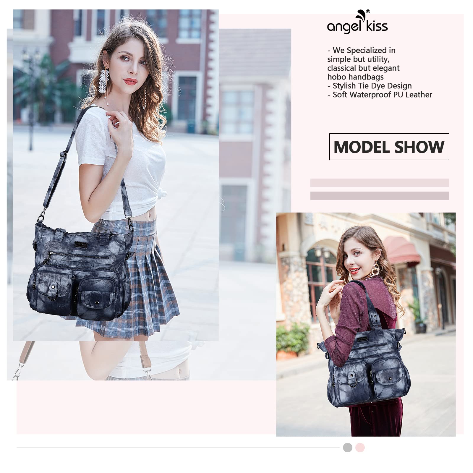 Angelkiss Women's PU Tote Shoulder Bag with Pockets - Perfect for Work & Travel