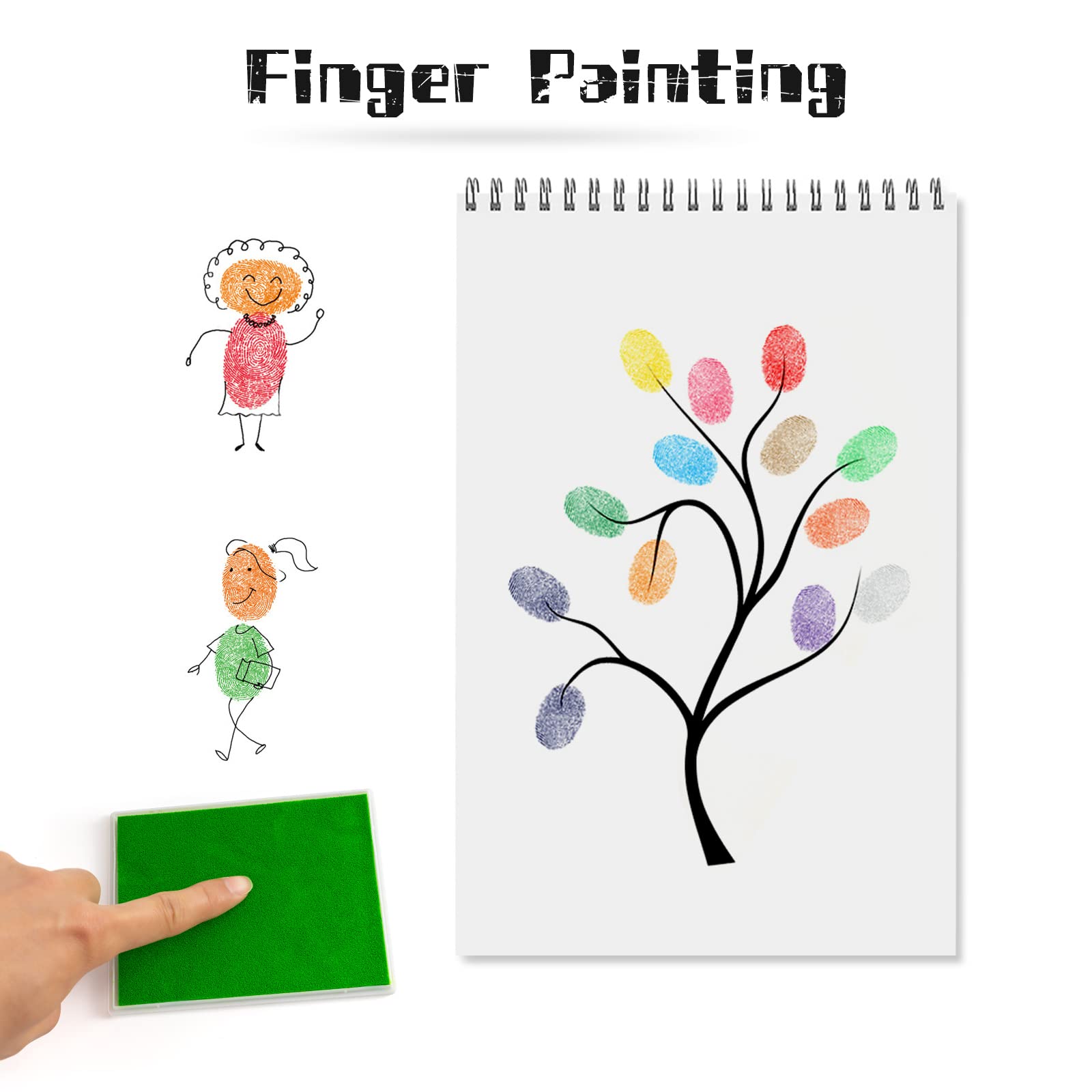 2PCS Washable Ink Pad for Finger Craft Stamping - Non-Toxic & Reusable Black Stamp Pad for Kids DIY Art Projects, Scrapbooking & Card Making