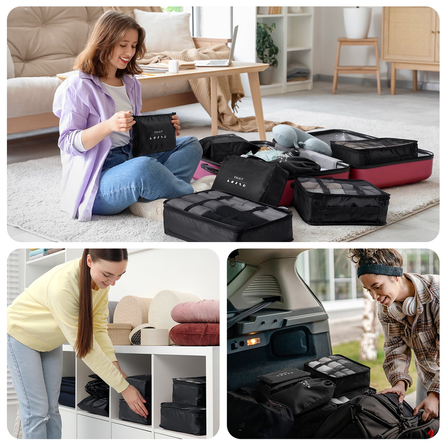 7PCS Waterproof Travel Packing Cubes Set - Luggage Organizers for Suitcase & Backpack | Perfect for Business Trips, Vacations & Camping Gear Organization