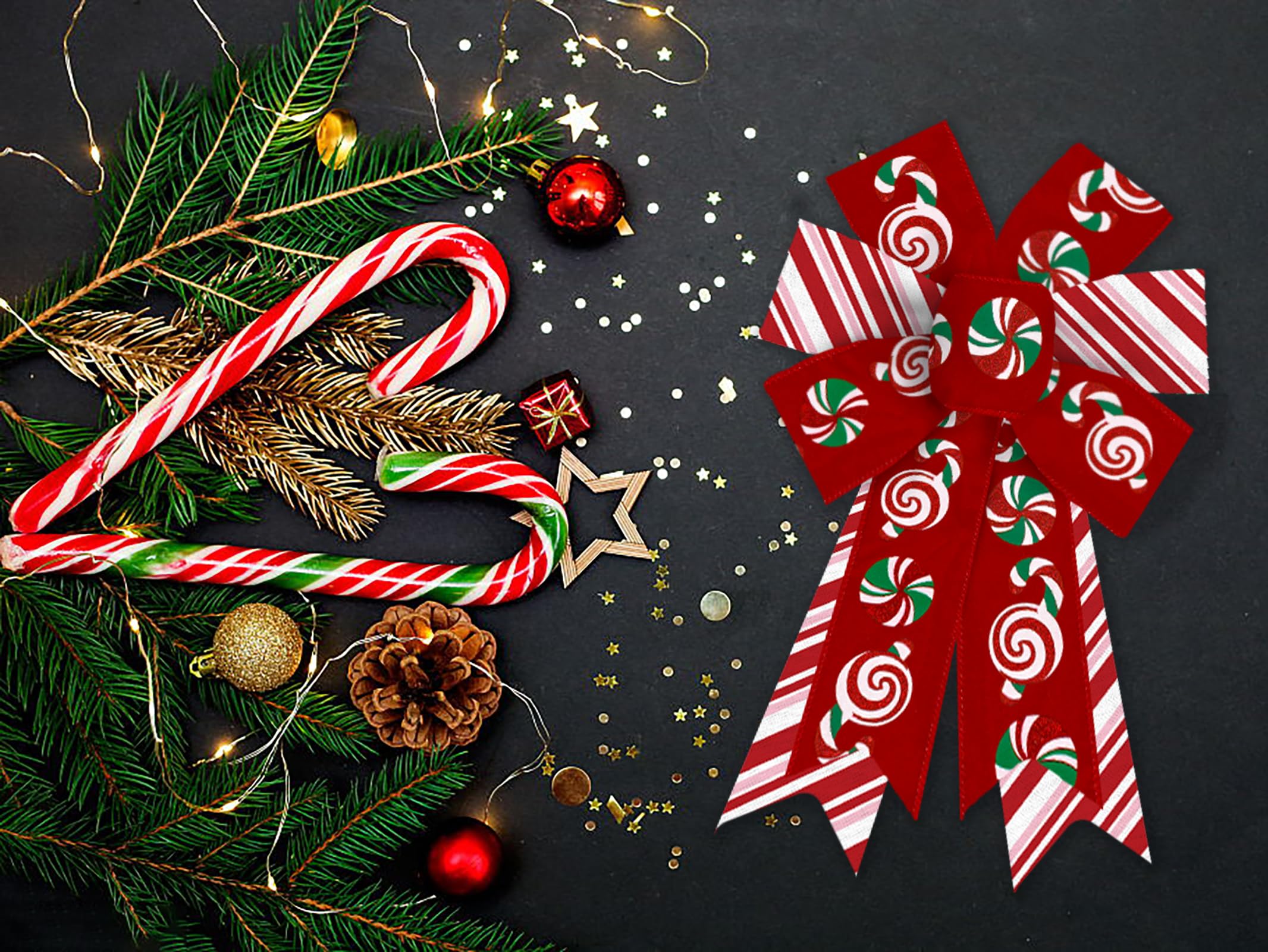 2 Pack Christmas Wreath Bows - Red Burlap Ribbon Bows for Holiday Decor, Xmas Tree Ornaments, Front Door Wreath & Winter Home Decorations (Perfect for Christmas, New Year & Winter Seasonal Decor)