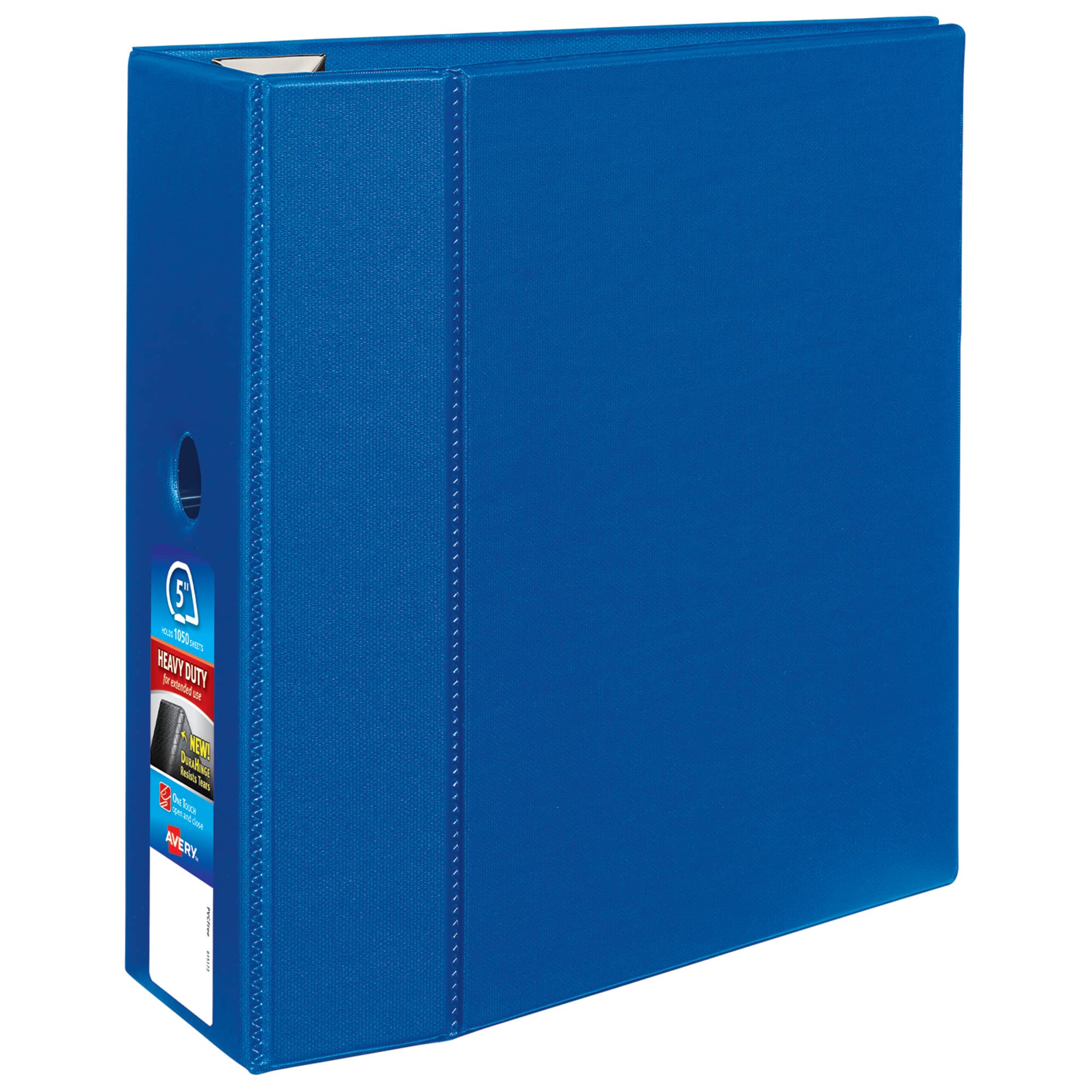 Avery Heavy-Duty 3 Ring Binder with One Touch EZD Rings - 5 Inch Capacity, 2.3/4.8 Inch Spine, Blue (79886) - Perfect for Office, School, and Document Organization