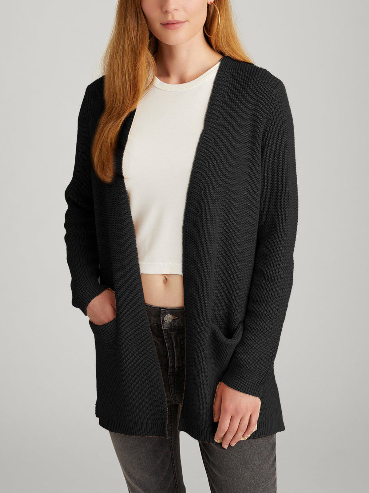 Emma Women's Shaker Stitch Open Front Cardigan - Soft Knit Lightweight Sweater for Fall & Winter - Perfect for Layering, Office Wear & Casual Outfits