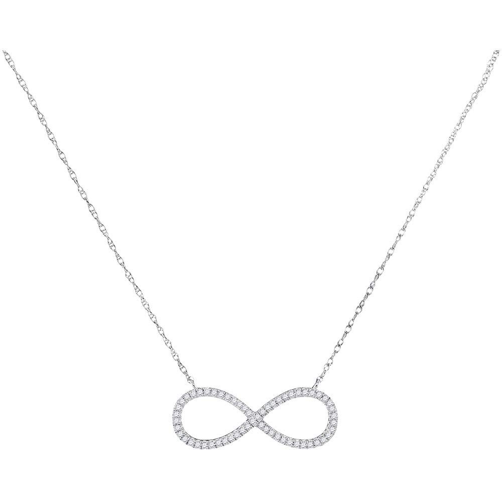 10K White Gold Women's Round Diamond Infinity Pendant Necklace 1/6 CTTW - Elegant Jewelry Gift for Anniversary, Valentine's Day & Special Occasions