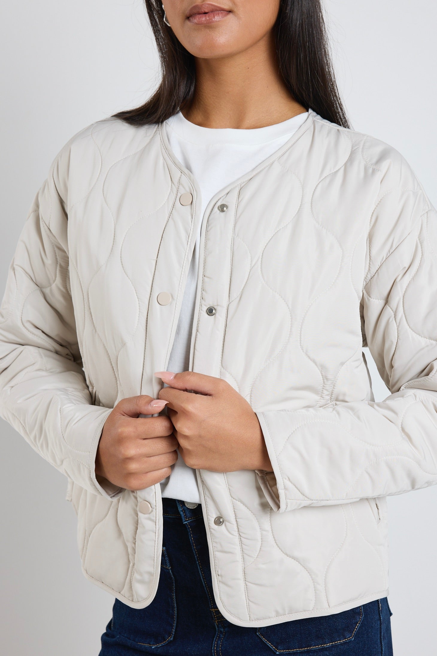 Apex Putty Collarless Puffer Jacket - Lightweight Winter Coat for Women, Water-Resistant & Warm - Perfect for Outdoor Activities, Travel & Casual Wear