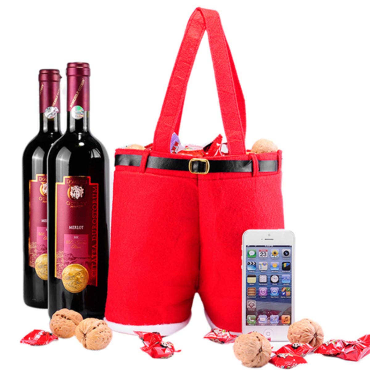 Santa Pants Style Christmas Gift Bags - Large Holiday Treat Bags for Kids, Candy Bags for Christmas, Weddings & New Year Celebrations - Perfect for Party Favors & Stocking Stuffers