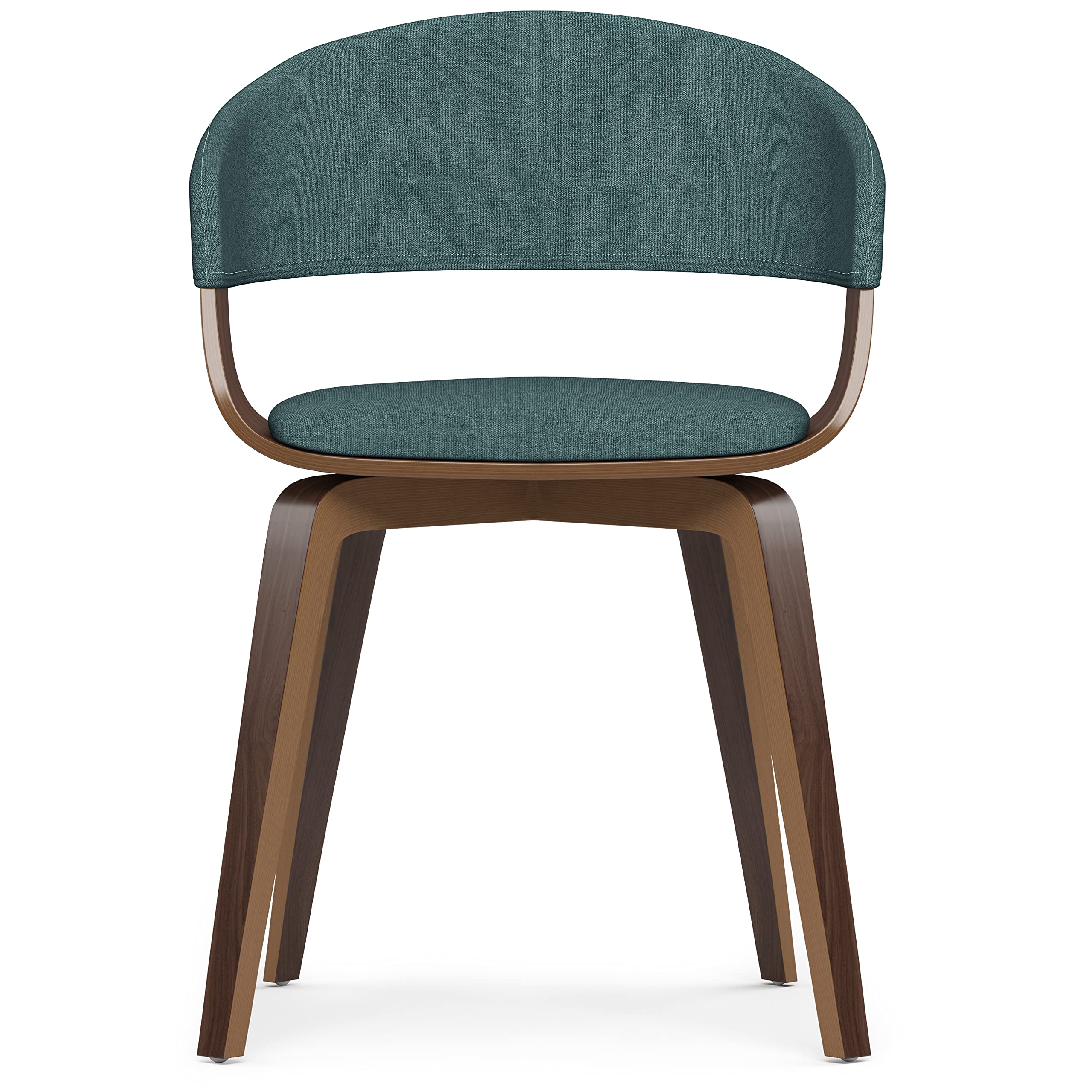 SIMPLIHOME Lowell Dining Chair - Light Turquoise Blue Linen Fabric, 21.1x20.5x30.3 Inches, Bentwood Frame with Walnut Legs, Modern Dining Room Chair for Kitchen, Breakfast Nook & Home Decor