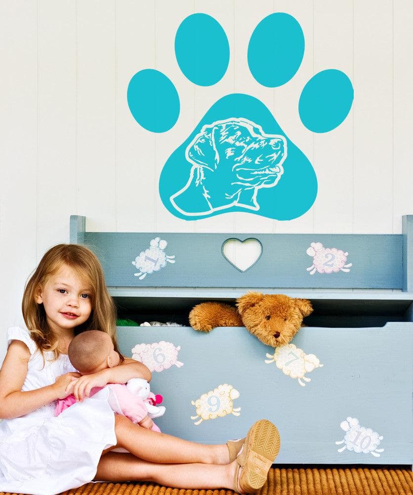 Dog Paw Vinyl Wall Decal Sticker - Removable Home Decor for Nursery, Bedroom & Living Room - #OS_AA575
