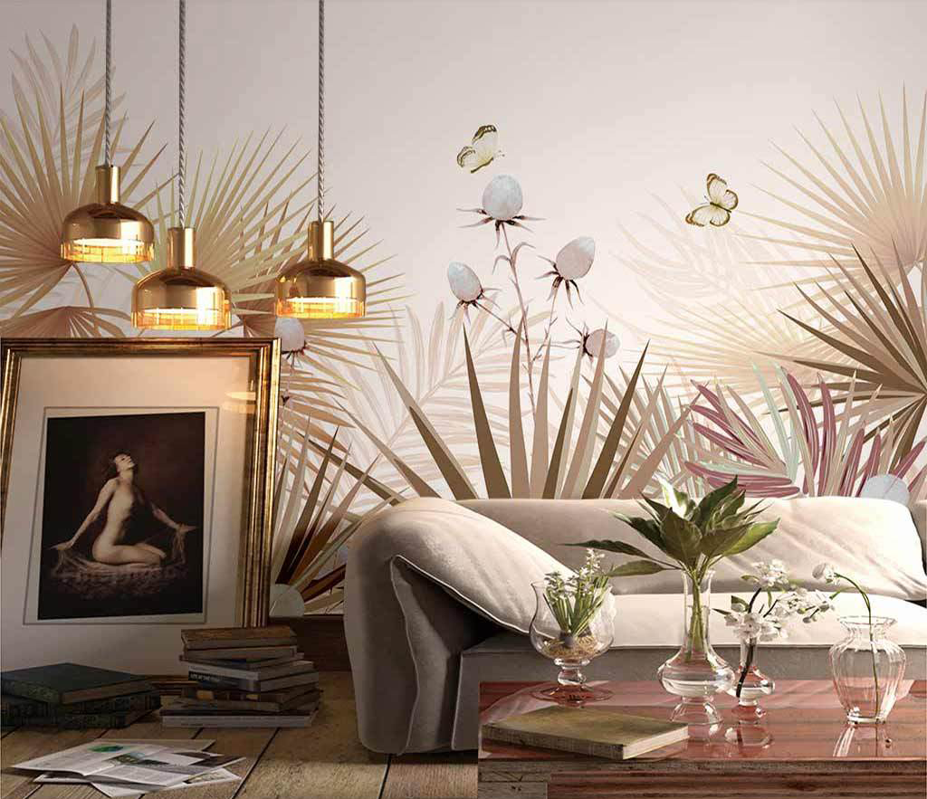 Elegant Floral Plants Tropical Wallpaper Murals - Perfect for Living Room, Bedroom & Home Decor