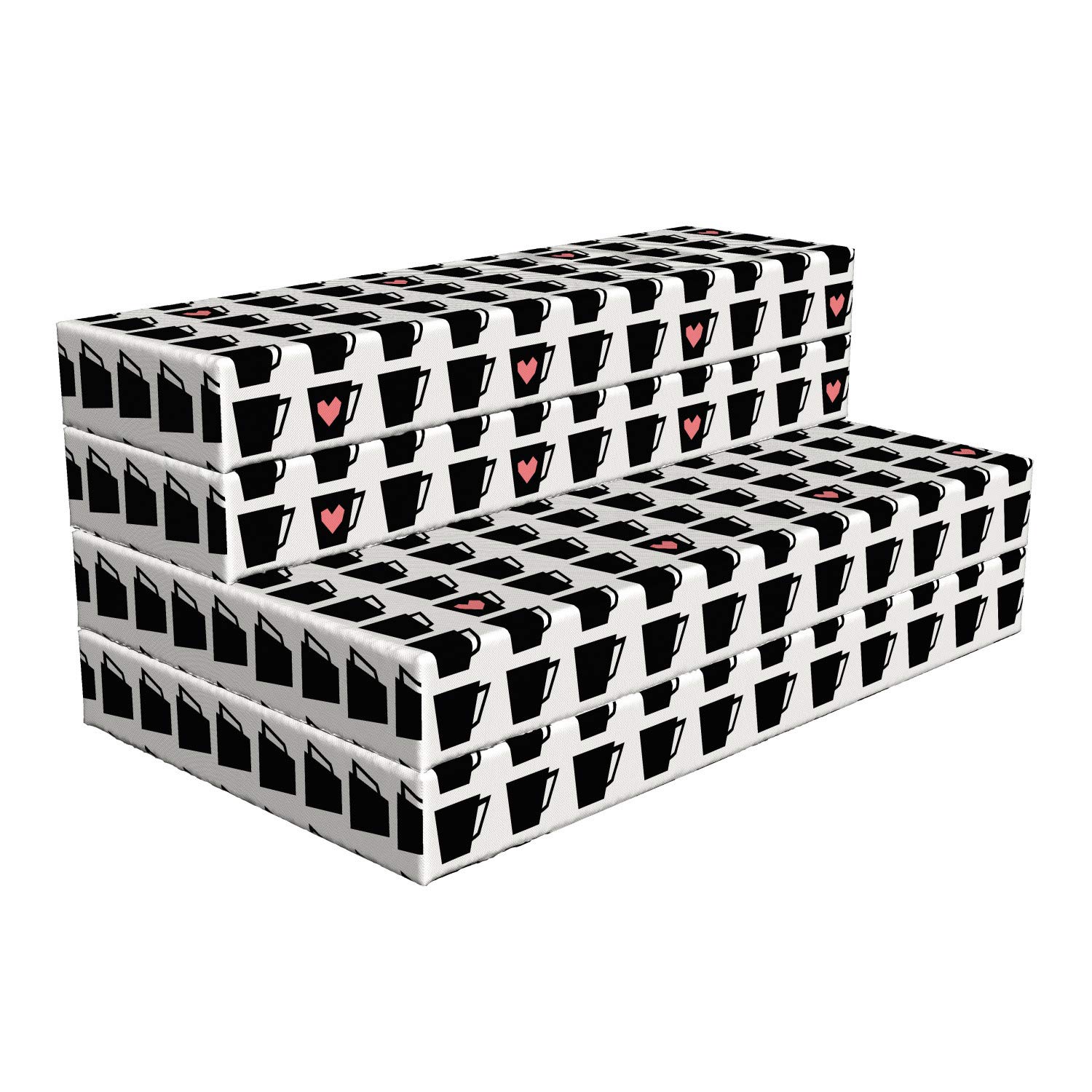 Ambesonne Modern Foldable Mattress with Coffee Tea Mugs Hearts Design - 78.7