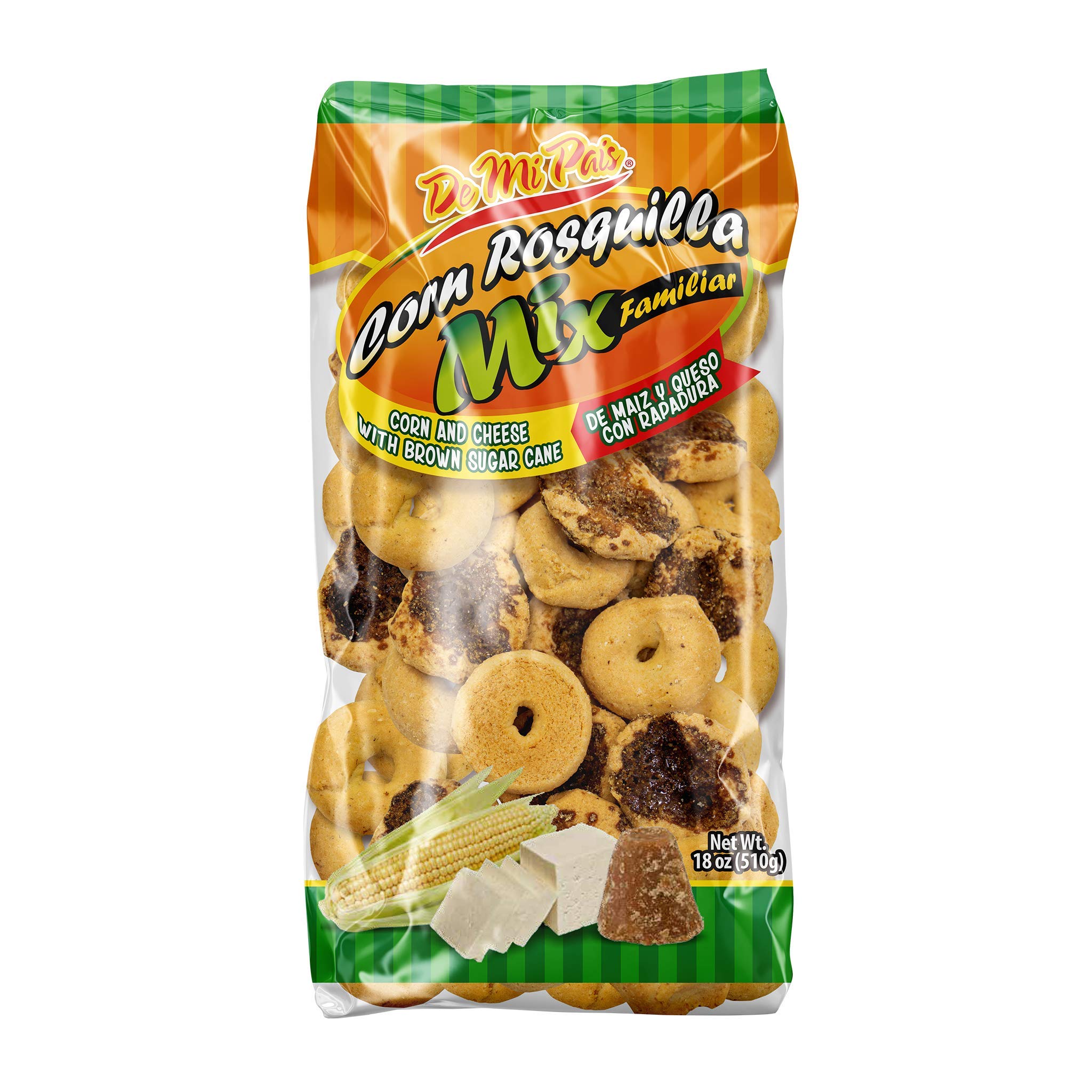 Family Size Corn & Cheese Rosquillas with Brown Sugar Cane - 18oz (8 Pack) | Authentic DMP Snacks | Perfect for Parties, Gifts & Hispanic Cuisine