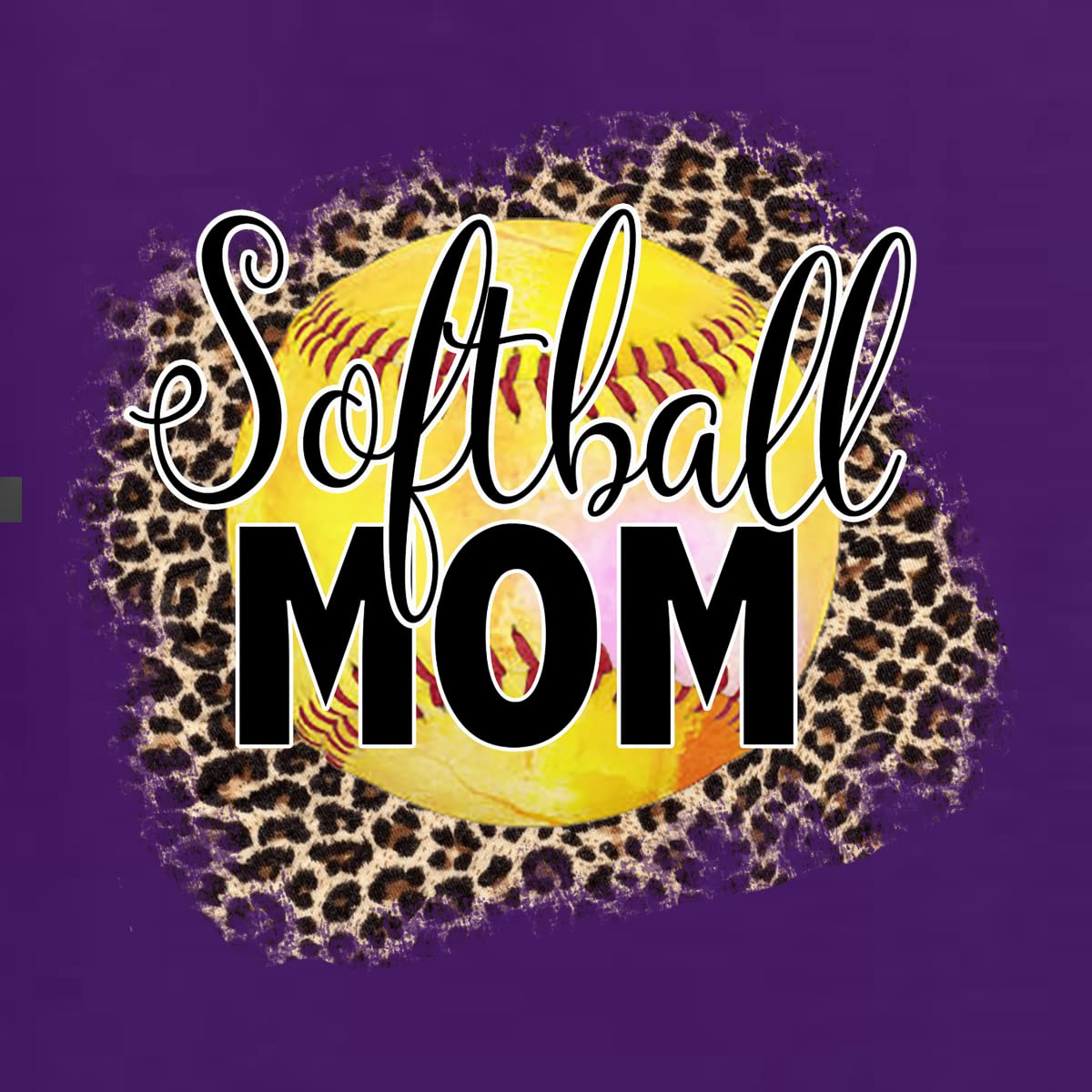 Wild Bobby Softball Mom Animal Print Graphic Sweatshirt - Unisex Crewneck Pullover for Women & Men - Perfect for Baseball Games, Team Sports & Casual Wear