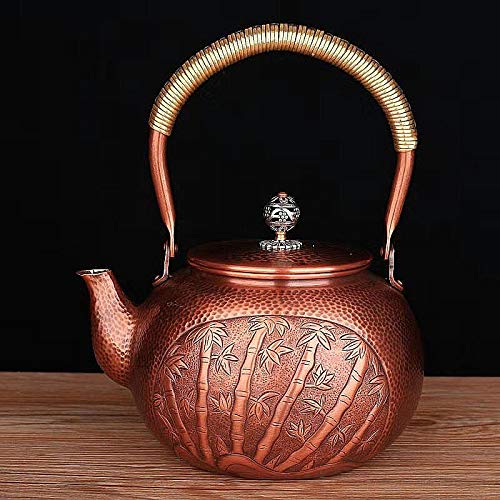 Handmade Pure Copper Tea Kettle 1.2L - Thickened & Healthy Copper Teapot for Stovetop & Induction - Perfect for Tea Ceremony, Home Brewing & Gift Giving (Type-3)