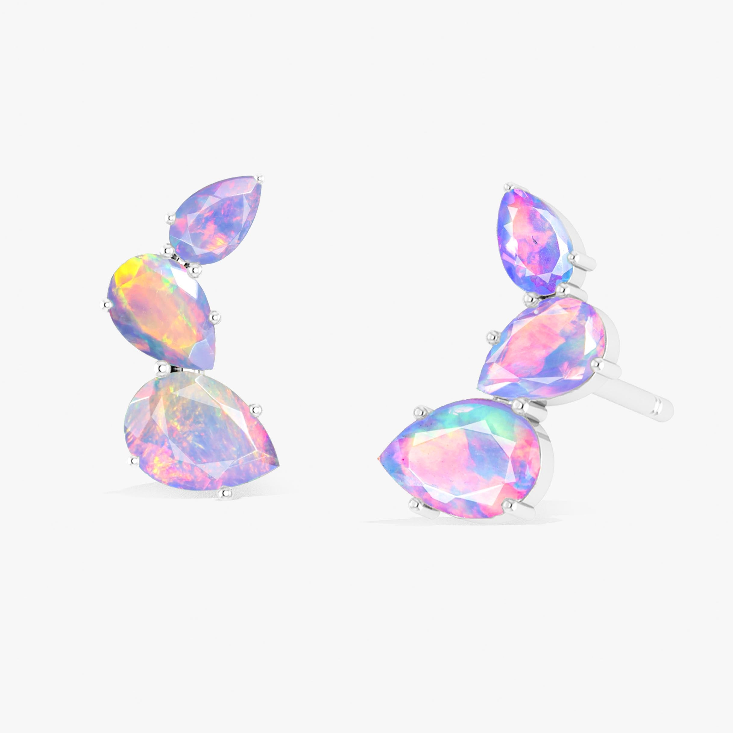 Lavender Opal Pear Horn Style Stud Earrings – Dainty & Elegant Jewelry for Women, Perfect for Everyday Wear, Parties & Gifts