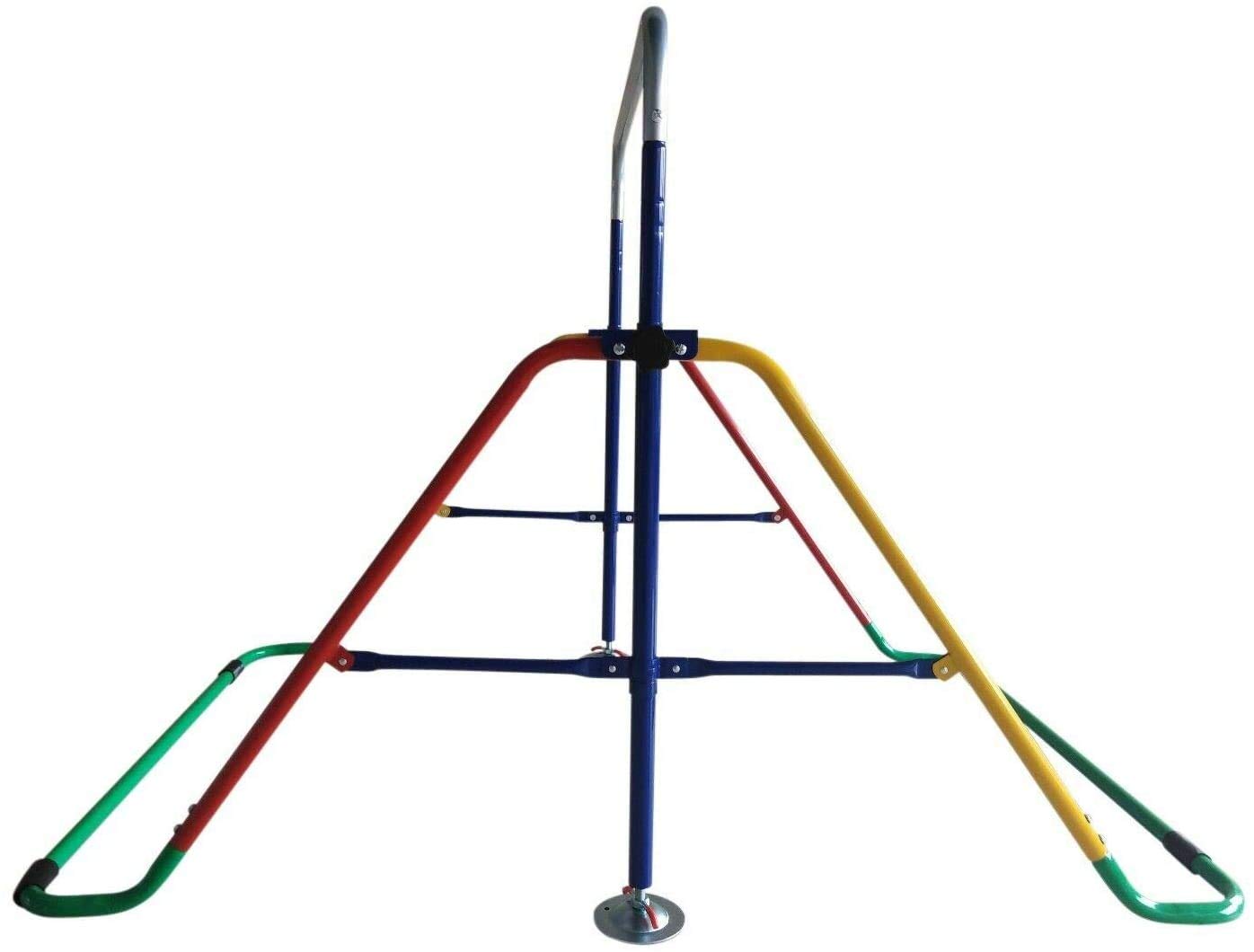 4-in-1 Kids Gymnastics Bar Set with Horizontal Bar, Kip Bar, Monkey Bars & Deluxe Swing - Includes Trapeze Rings, Basketball Hoop & 3 Mini Balls for Indoor/Outdoor Playground & Backyard Fun