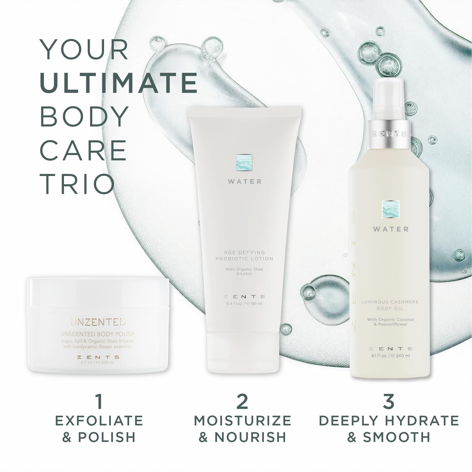 **ZENTS Probiotic Anti-Aging Body Lotion & Cashmere Oil Set – Organic Coconut Oil for Soft, Hydrated Skin – Deep Moisturizing & Healing for Dry Skin – Perfect for Daily Skincare & Spa Relaxation**