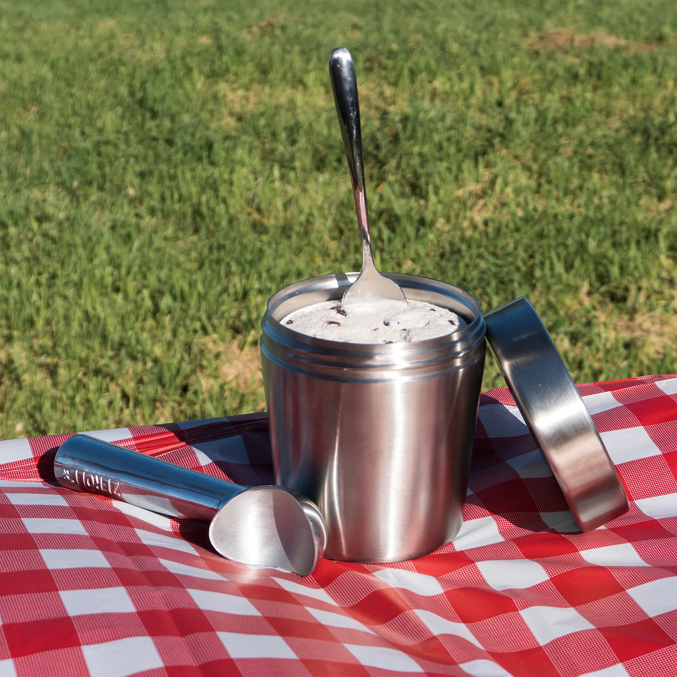Vacuum Insulated Ice Cream Pint Cooler - Keeps Ice Cream Frozen for Hours | Portable Freezer for Picnics, Beach Trips & Outdoor Adventures (Coconut White)