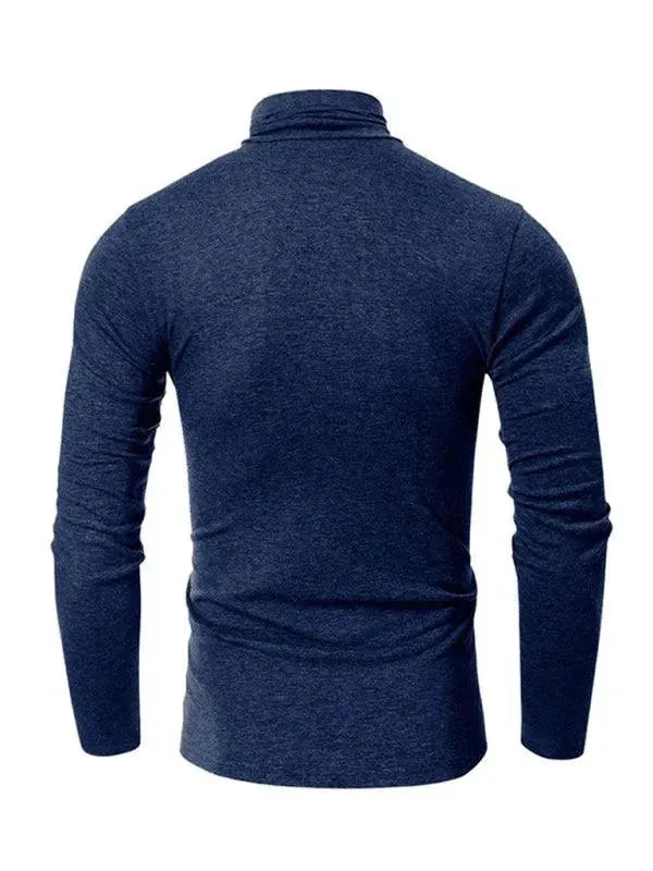 Men's Solid Color Turtleneck Polyester T-Shirt - All Season Comfort Fit Casual & Work Wear - Perfect for Office, Travel, and Everyday Outfits