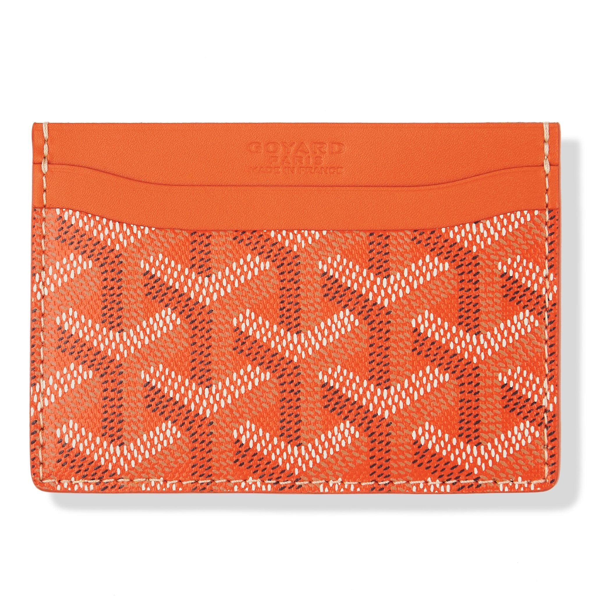 Goyard Saint Sulpice Orange Leather Card Holder - Luxury Slim Wallet for Men & Women - Perfect for Everyday Use, Travel, and Business