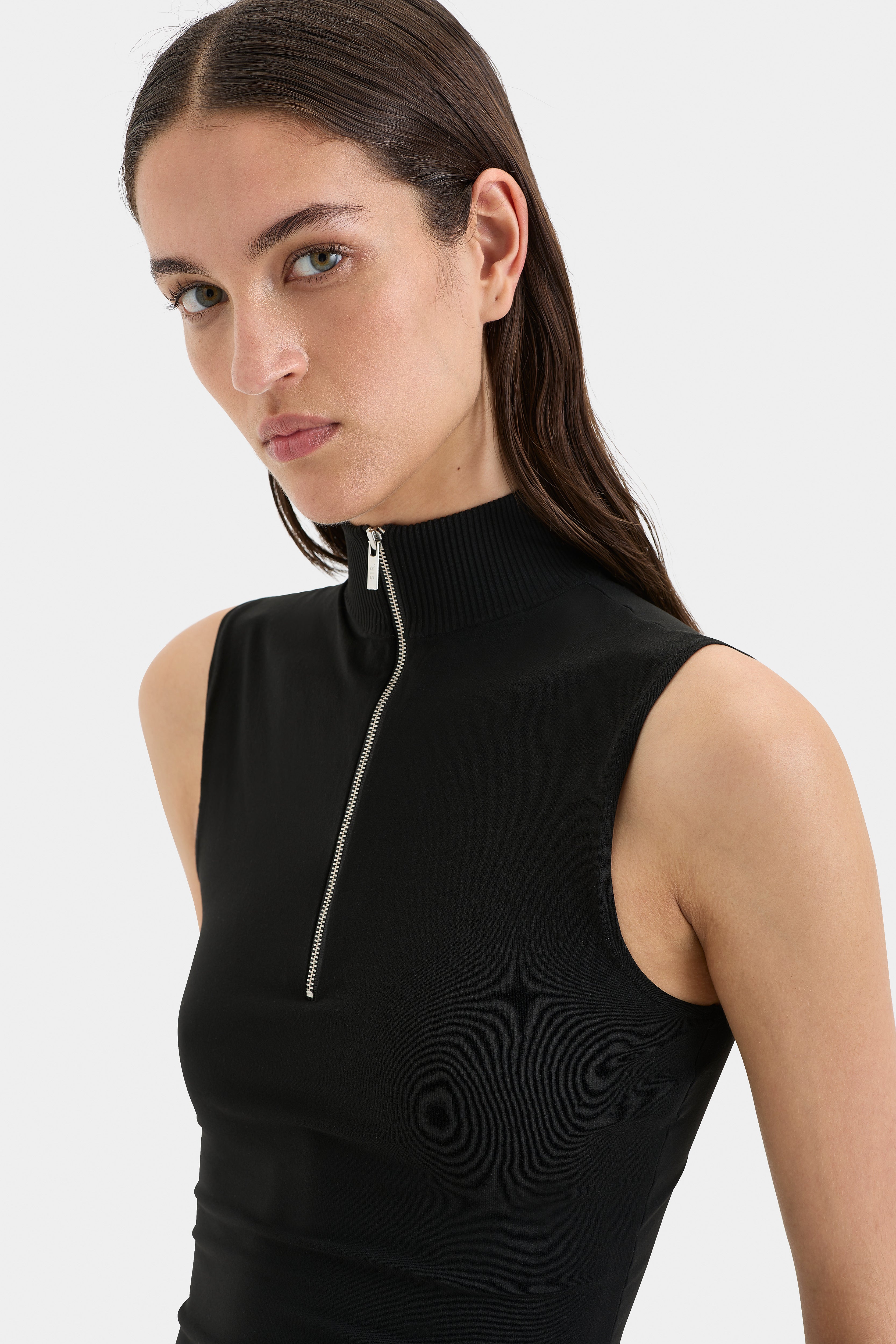 Romy Zip Tank Top for Women - Black Workout Shirt for Yoga, Running & Gym | Breathable & Stylish Activewear