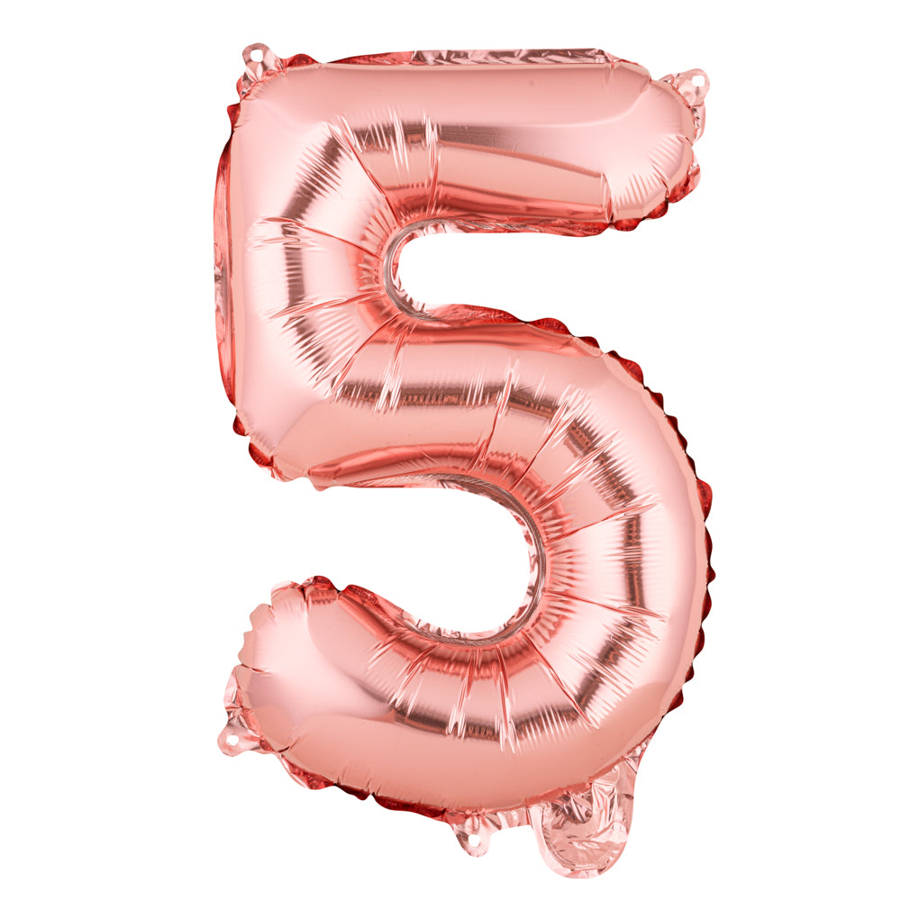 Balloonify Rose Gold Mylar Number 5 Balloon - 16 Inch Party Decoration for Birthdays, Anniversaries & Celebrations (1 Count)
