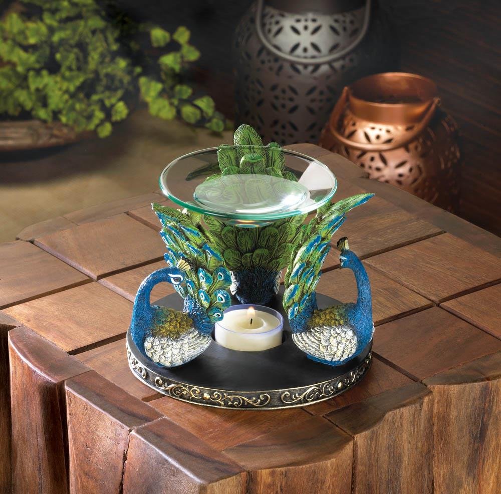 Smart Living Peacock Feather Oil Warmer - Elegant Home Decor for Aromatherapy & Relaxation | Perfect for Living Room, Bedroom & Spa