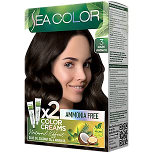 Natural Effect Permanent Hair Dye Kit - Ammonia Free Dark Brown Hair Color (1 Kit) for Home Use & Salon Quality Results