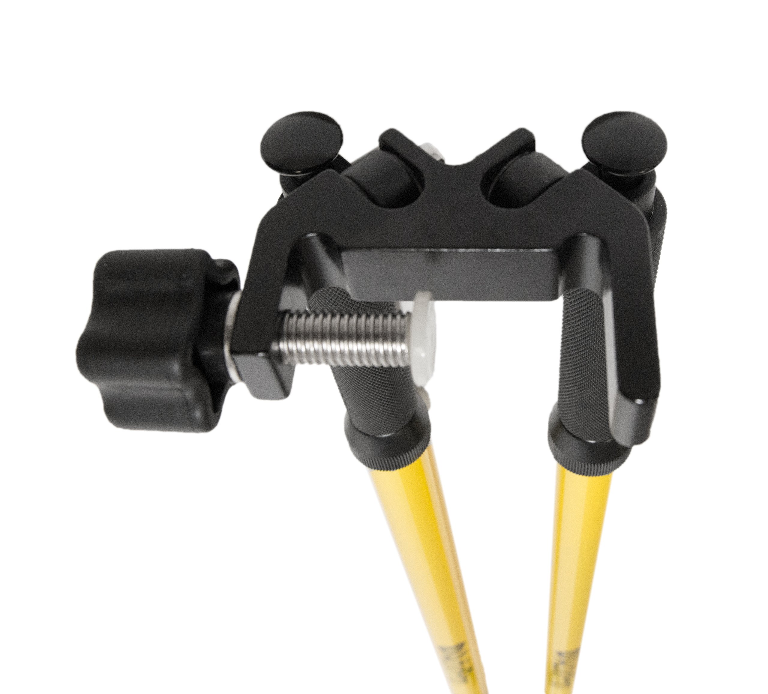 AdirPro Barcode Rod Bipod - Adjustable Surveying Tripod with Quick-Release Thumb Lock for Leveling Rods (Yellow) - Perfect for Land Surveying, Construction Layout & Engineering Measurements