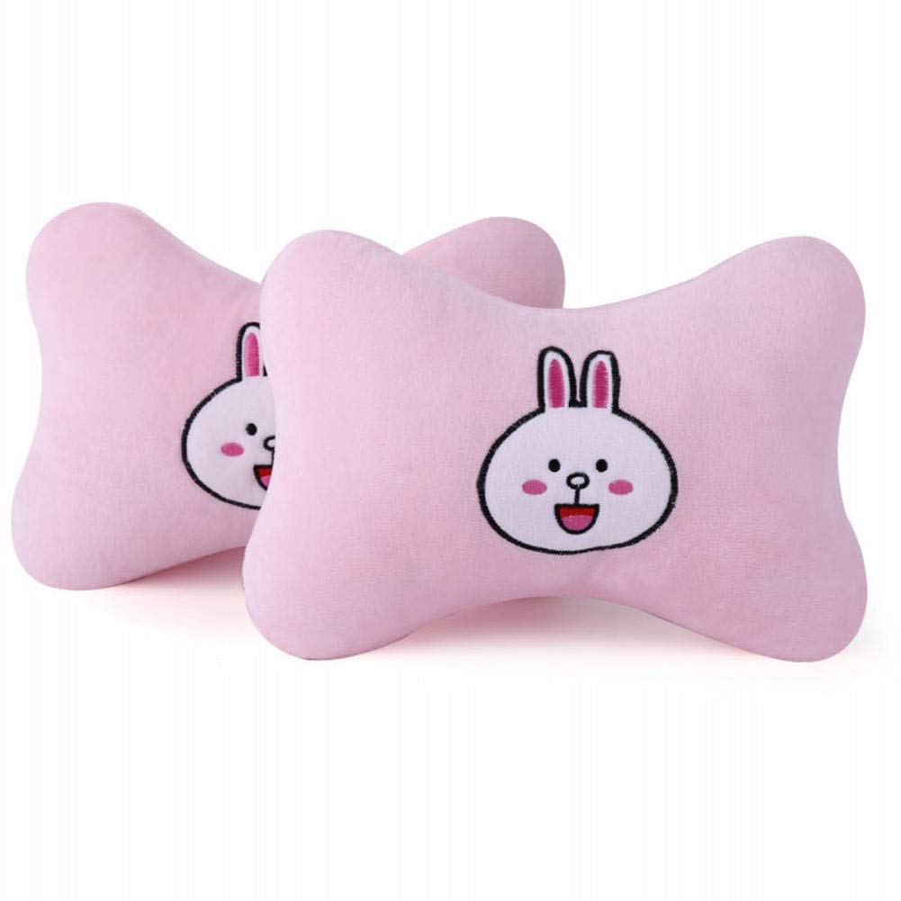 2-Piece Cute Cartoon Car Headrest Pillow Set - Soft Cotton Neck Pillow for Women, Girls & Kids - Universal Car Accessories in Fun Colors - Perfect for Road Trips, Travel & Long Drives