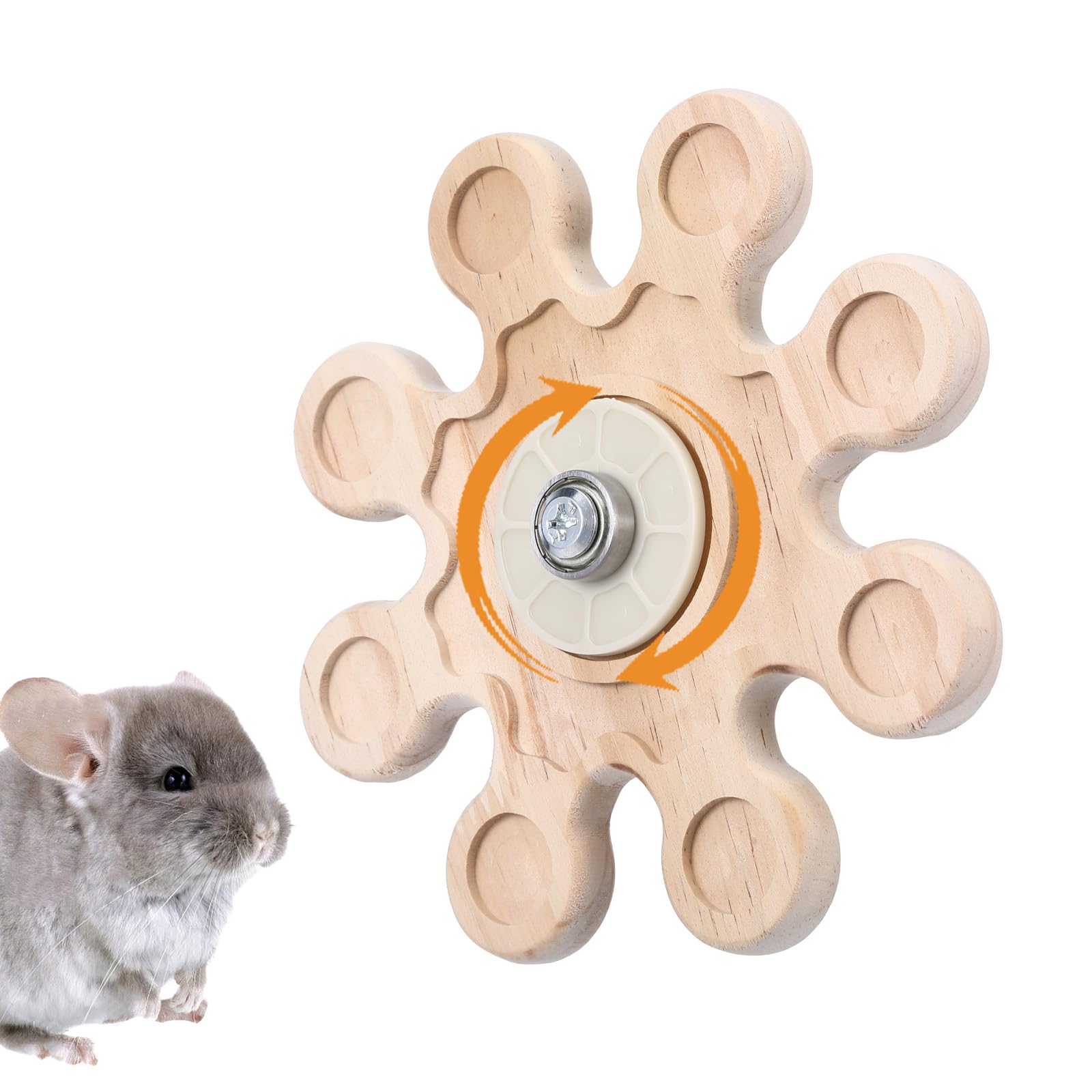 Rotating Wooden Chew Toys for Chinchillas, Guinea Pigs, Hamsters & Rabbits - Interactive Small Animal Cage Accessories for Teeth Grinding & Stress Relief - Perfect for Hanging in Cages & Playtime Enrichment
